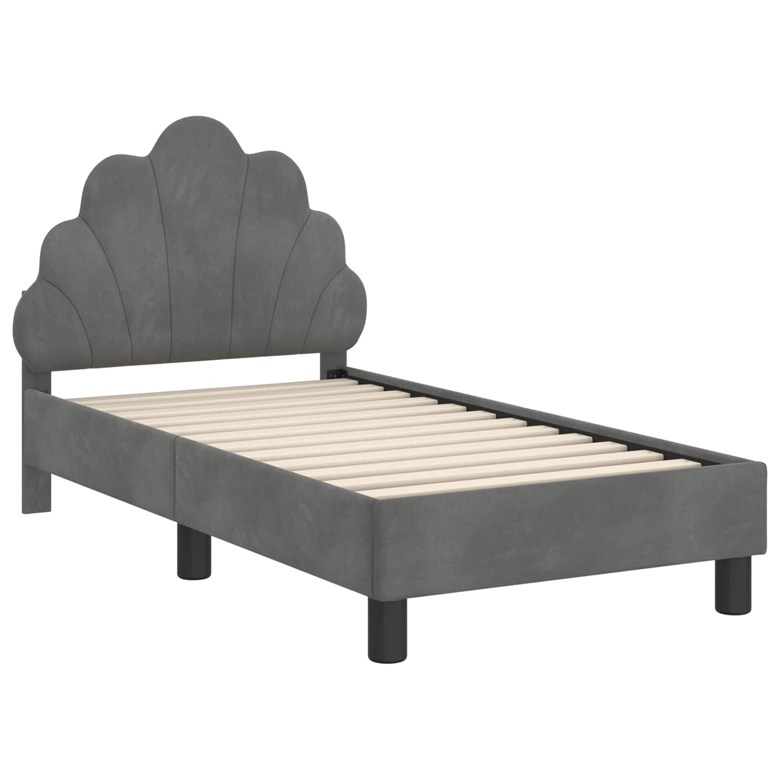 vidaXL Peuterbedframe met hoofdbord Lichtgrijs 70 x 140 cm Fluweel