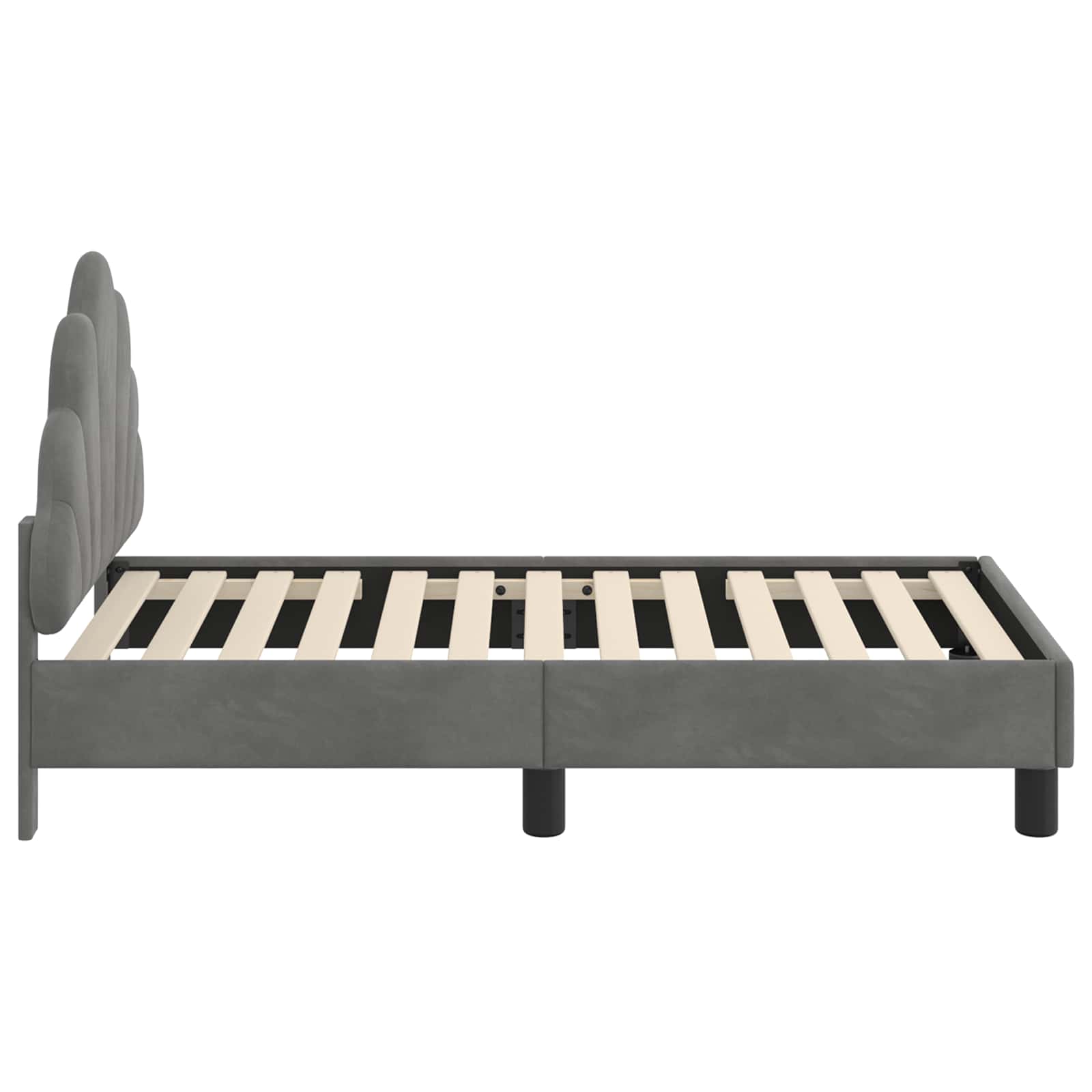 vidaXL Peuterbedframe met hoofdbord Lichtgrijs 70 x 140 cm Fluweel