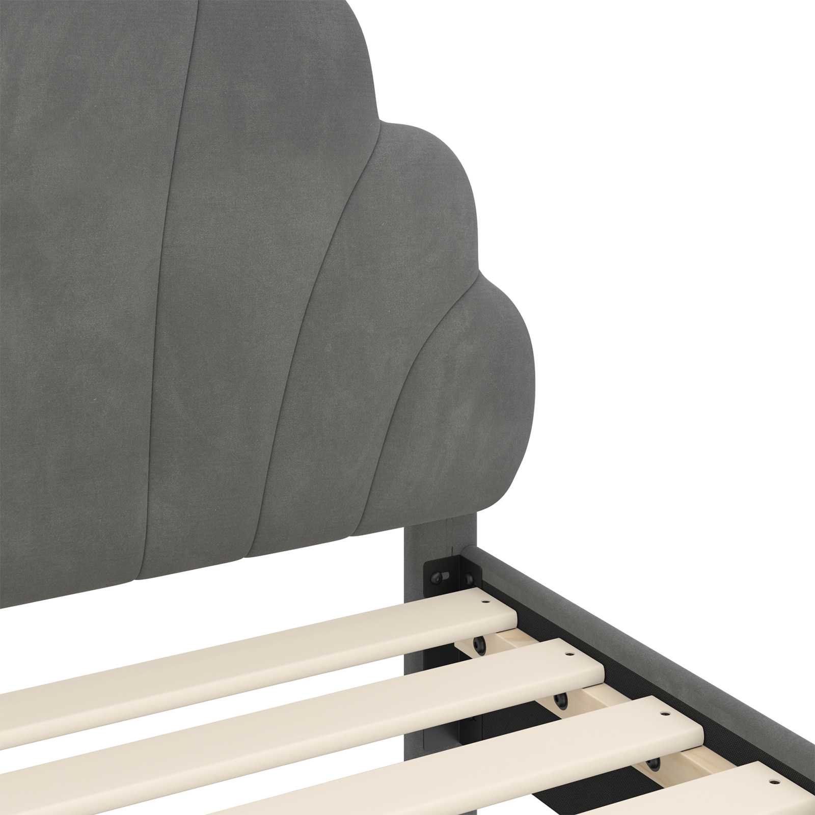 vidaXL Peuterbedframe met hoofdbord Lichtgrijs 70 x 140 cm Fluweel
