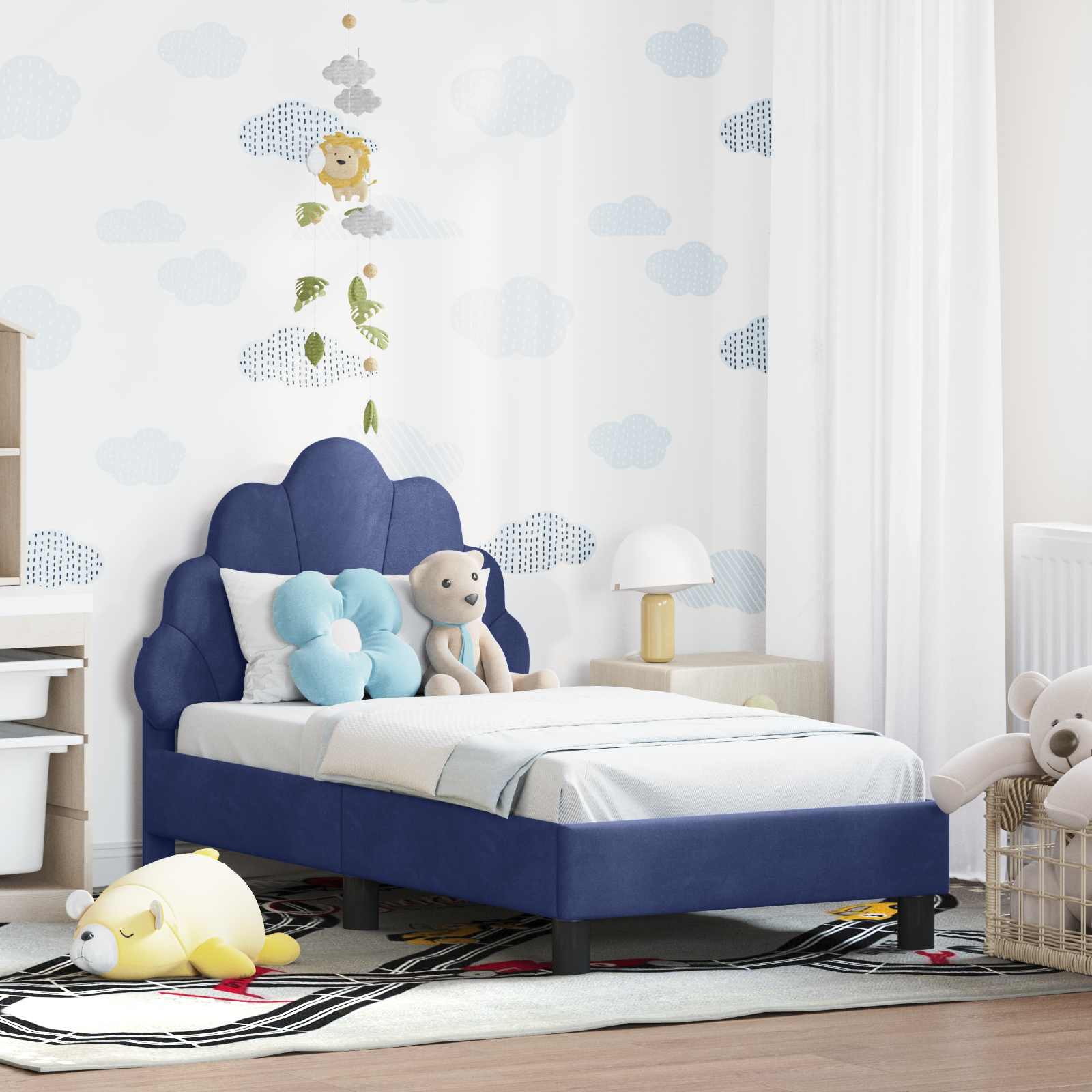 vidaXL Peuterbedframe met hoofdbord Lichtgrijs 70 x 140 cm Fluweel