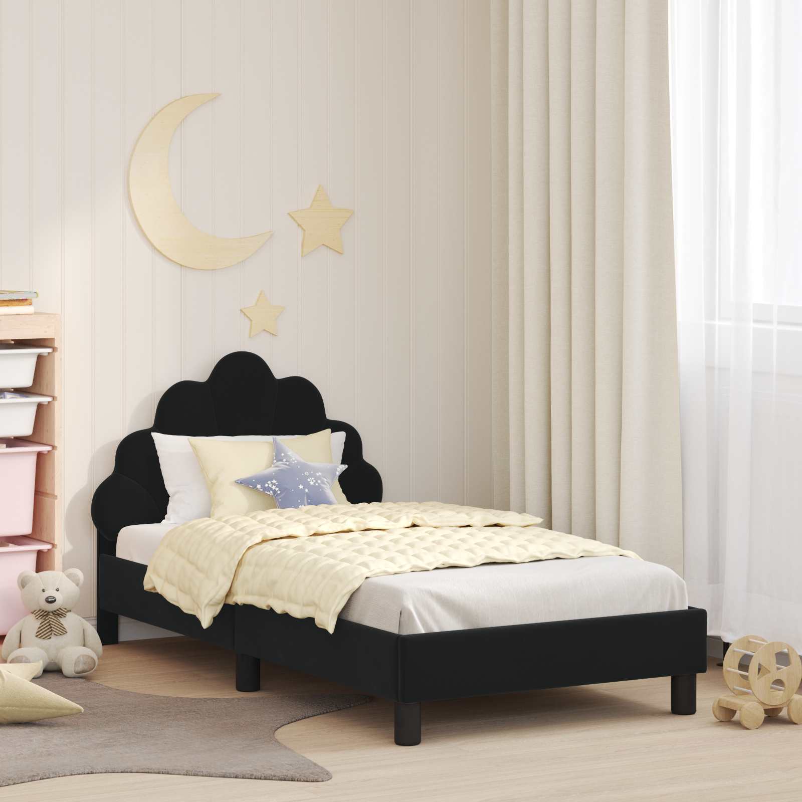 vidaXL Peuterbedframe met hoofdbord Lichtgrijs 70 x 140 cm Fluweel