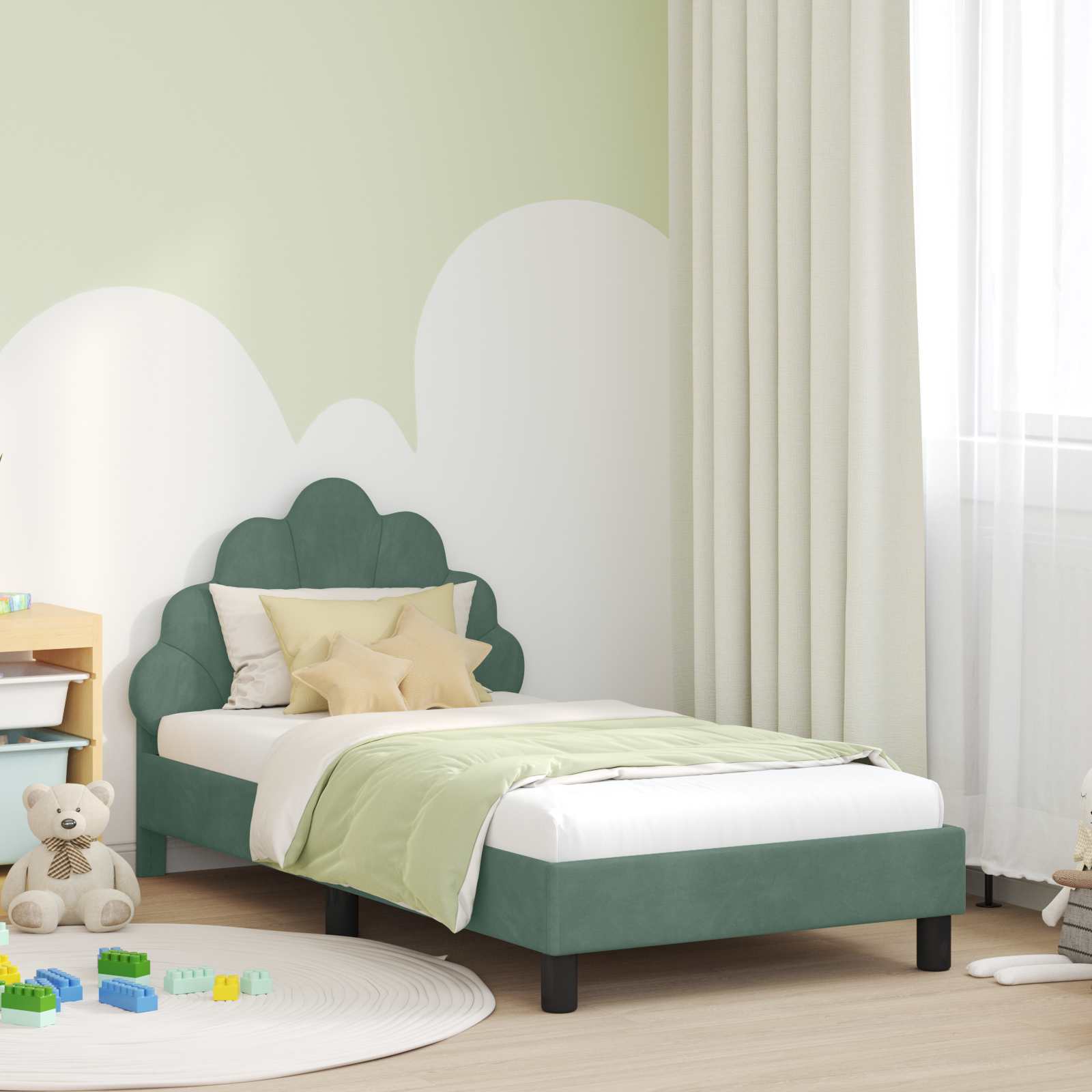 vidaXL Peuterbedframe met hoofdbord Lichtgrijs 70 x 140 cm Fluweel