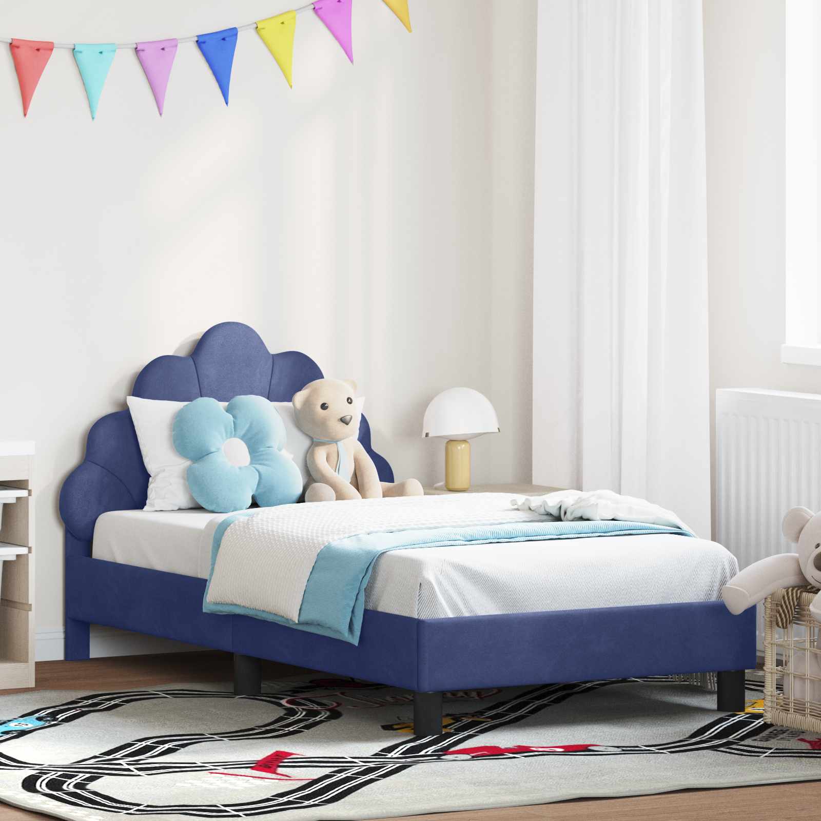 vidaXL Peuterbedframe met hoofdbord Lichtgrijs 70 x 140 cm Fluweel