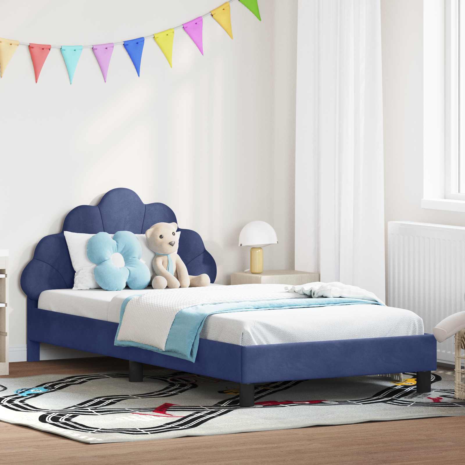 vidaXL Peuterbedframe met hoofdbord Lichtgrijs 70 x 140 cm Fluweel