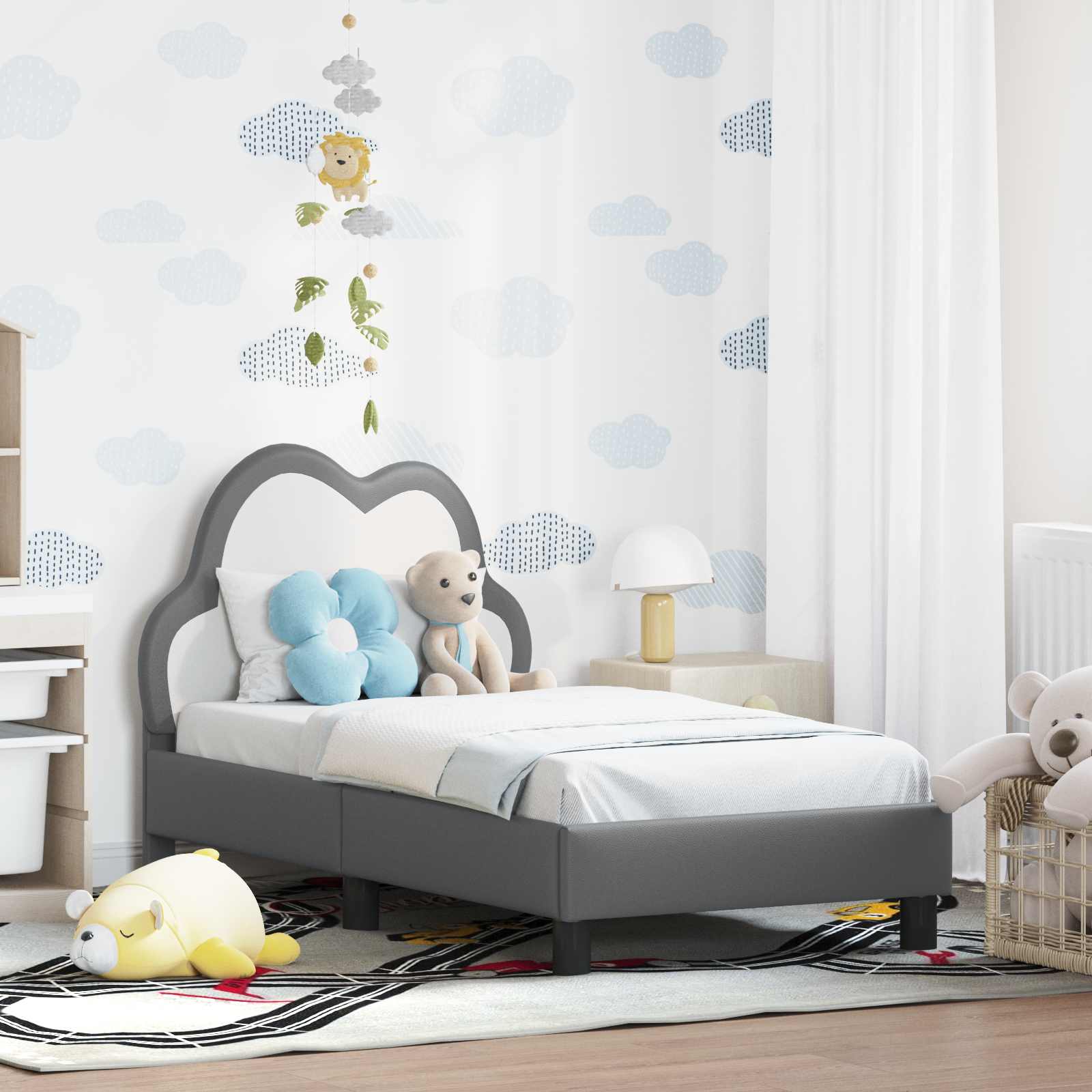 vidaXL Peuterbedframe met hoofdbord met hoofdeinde Roze 70 x 140 cm PU