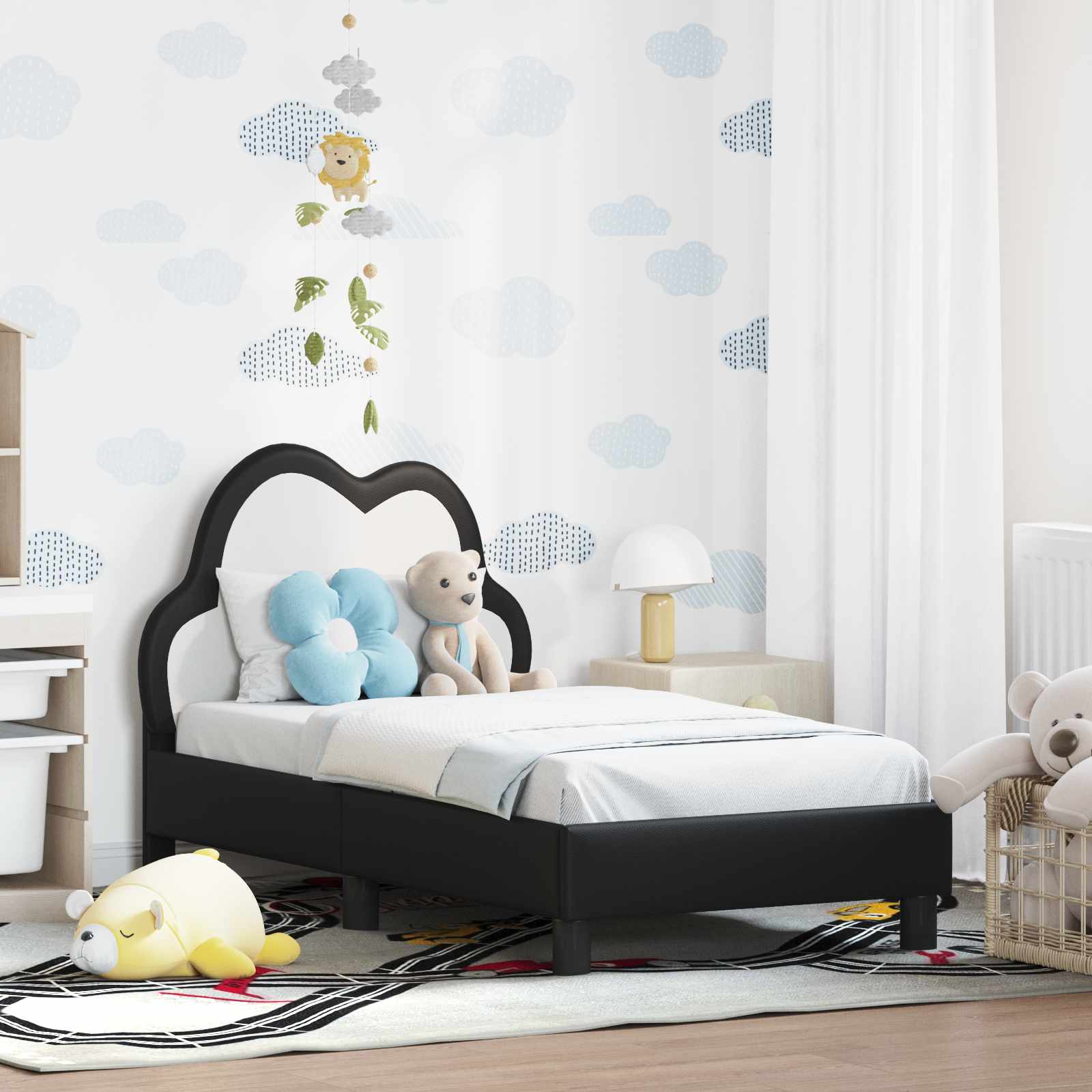 vidaXL Peuterbedframe met hoofdbord met hoofdeinde Roze 70 x 140 cm PU