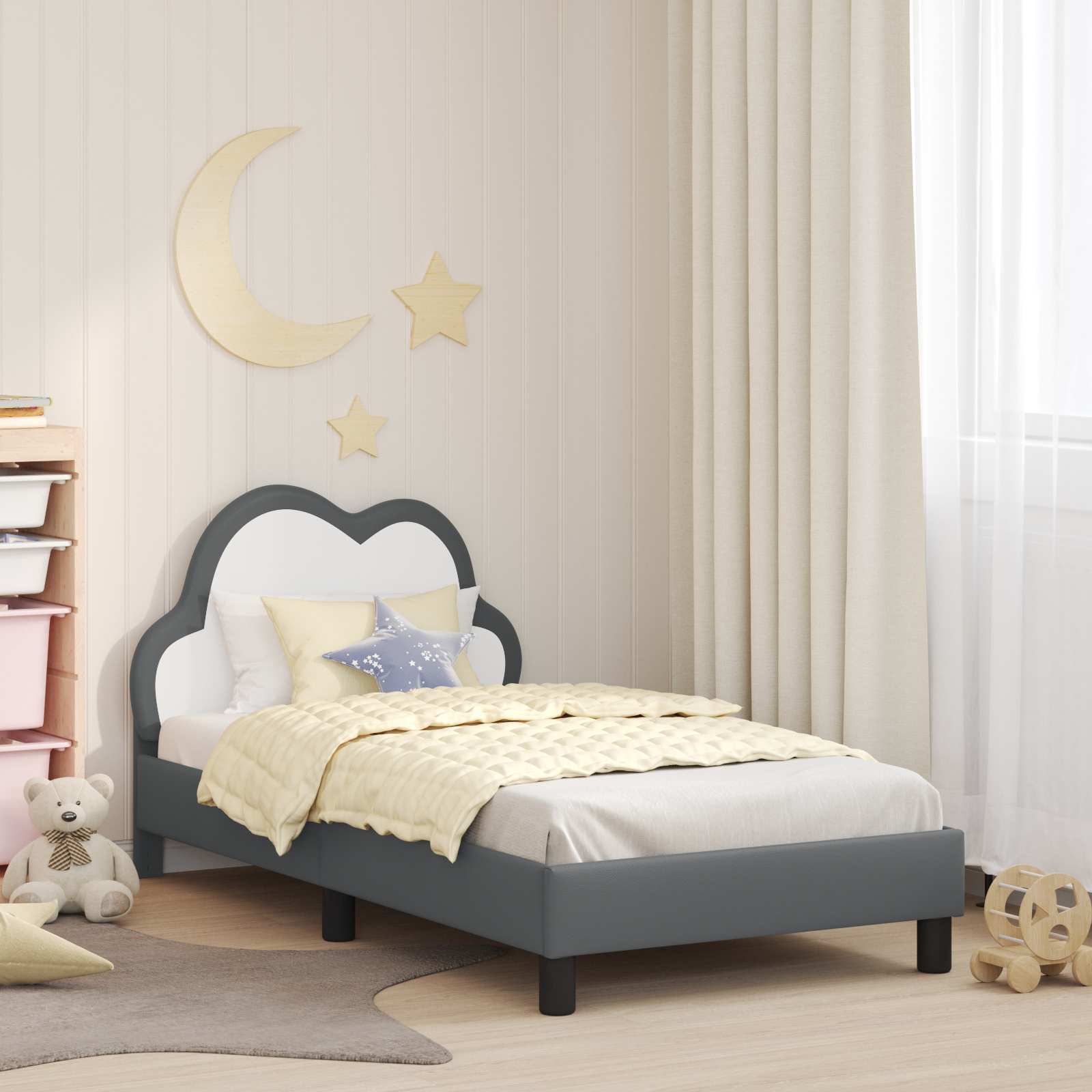 vidaXL Peuterbedframe met hoofdbord met hoofdeinde Roze 70 x 140 cm PU
