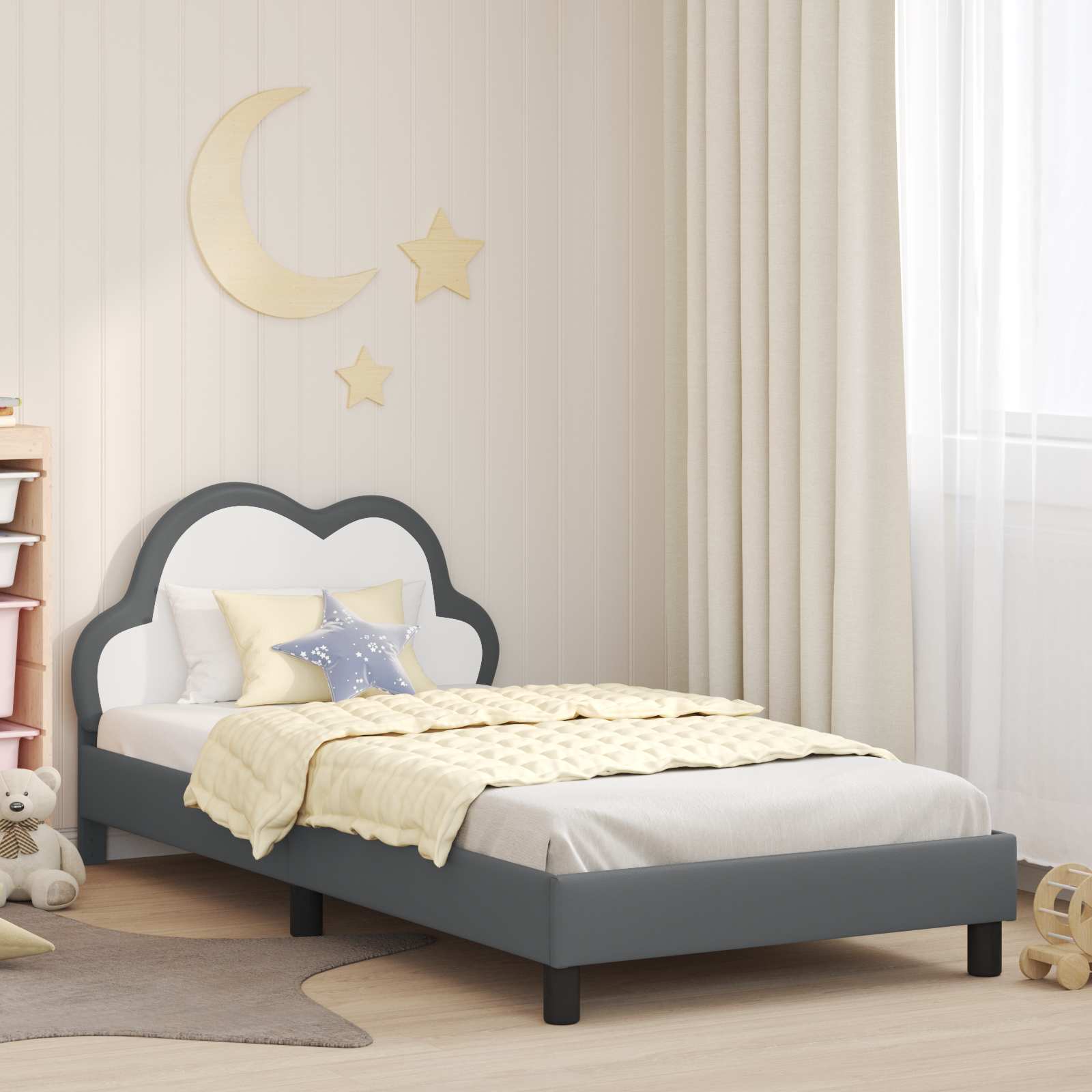 vidaXL Peuterbedframe met hoofdbord met hoofdeinde Roze 70 x 140 cm PU