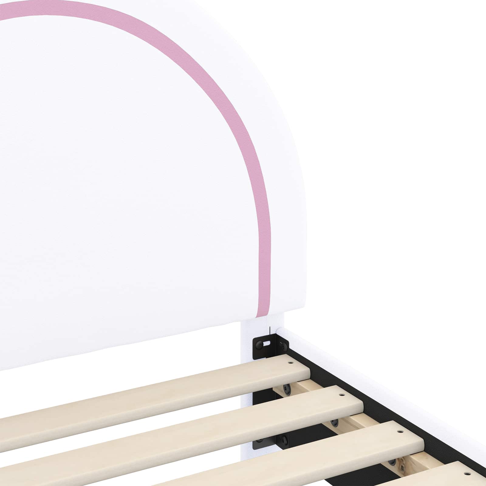 vidaXL Peuterbedframe met hoofdbord met hoofdeinde Wit 70 x 140 cm PU