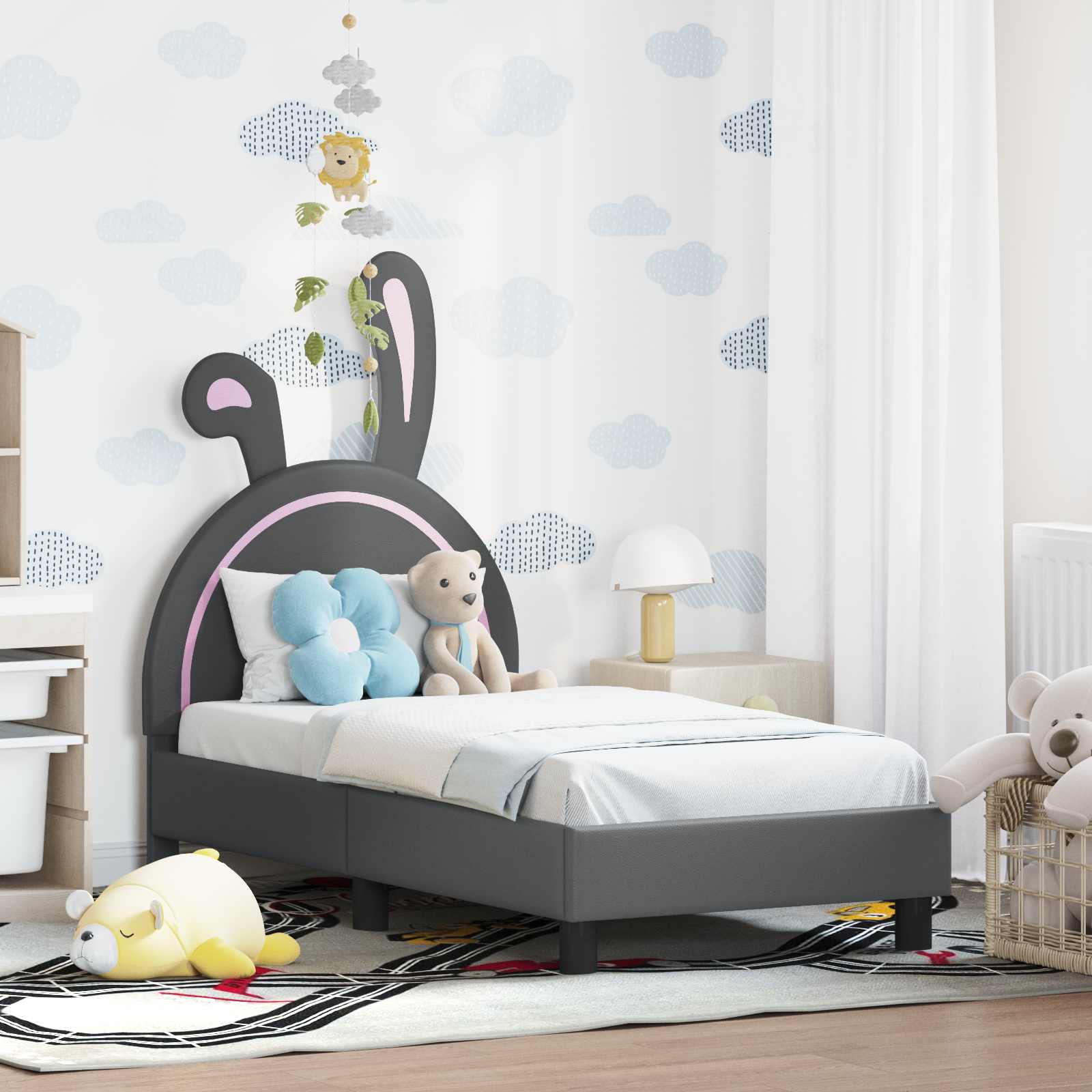 vidaXL Peuterbedframe met hoofdbord met hoofdeinde Wit 70 x 140 cm PU