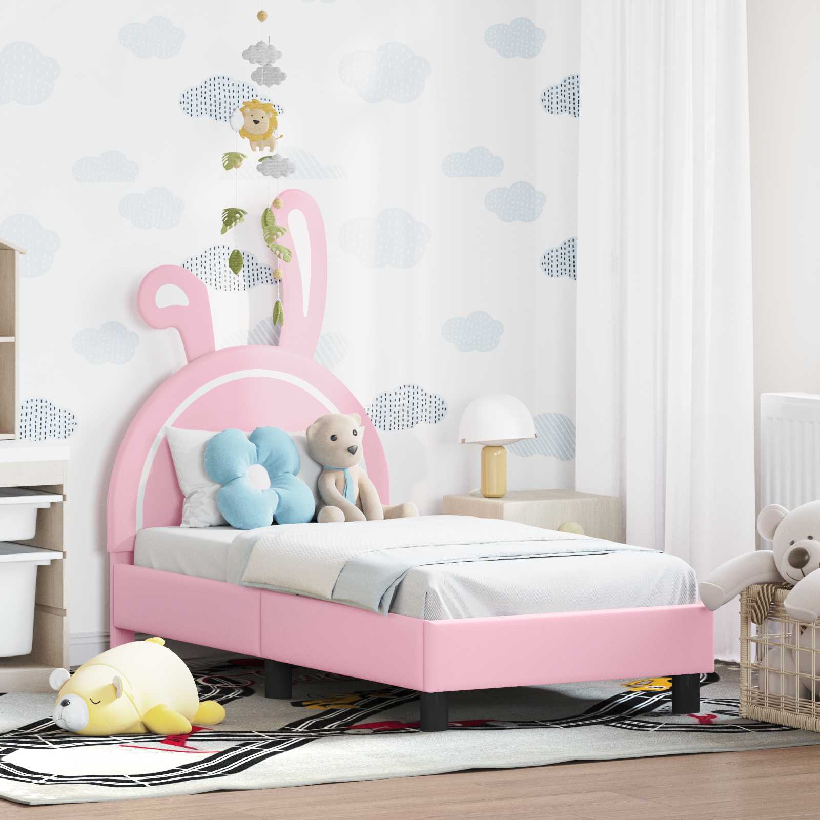 vidaXL Peuterbedframe met hoofdbord met hoofdeinde Wit 70 x 140 cm PU