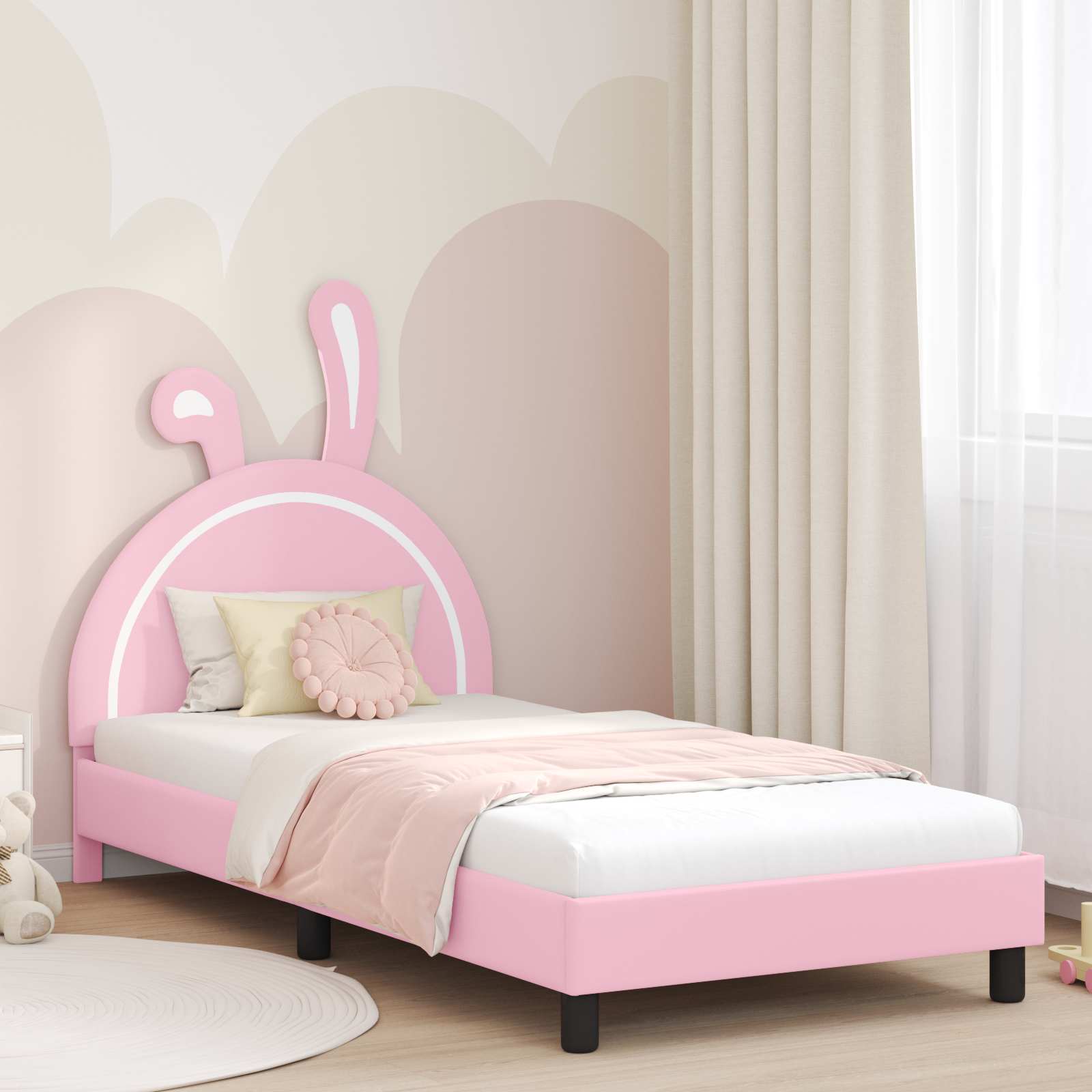 vidaXL Peuterbedframe met hoofdbord met hoofdeinde Wit 70 x 140 cm PU