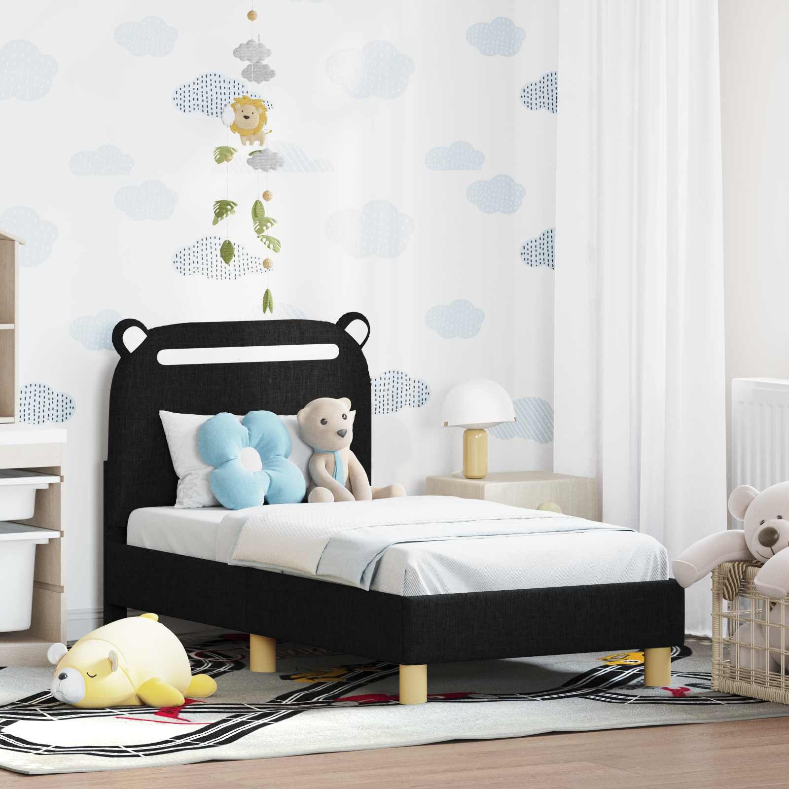 vidaXL Peuterbedframe met hoofdbord Lichtgrijs 70 x 140 cm Stof