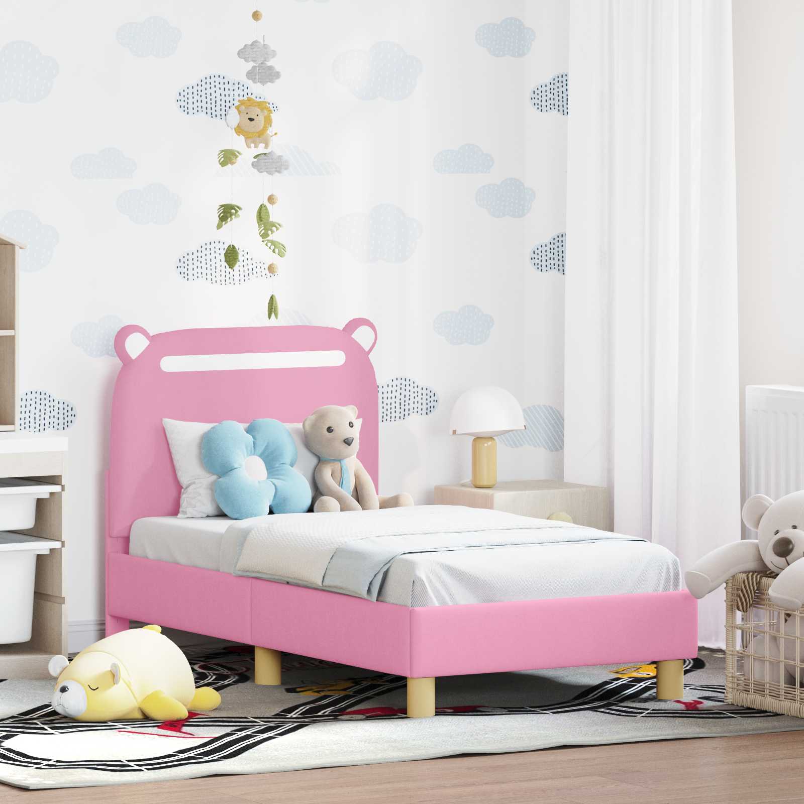 vidaXL Peuterbedframe met hoofdbord Lichtgrijs 70 x 140 cm Stof