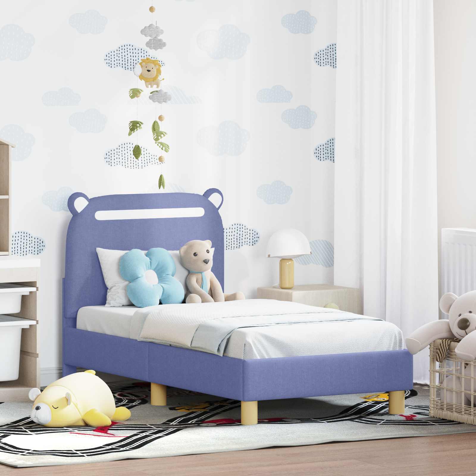 vidaXL Peuterbedframe met hoofdbord Lichtgrijs 70 x 140 cm Stof