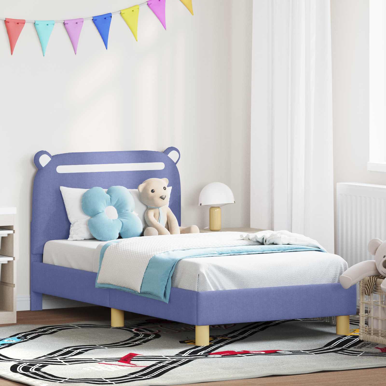 vidaXL Peuterbedframe met hoofdbord Lichtgrijs 70 x 140 cm Stof