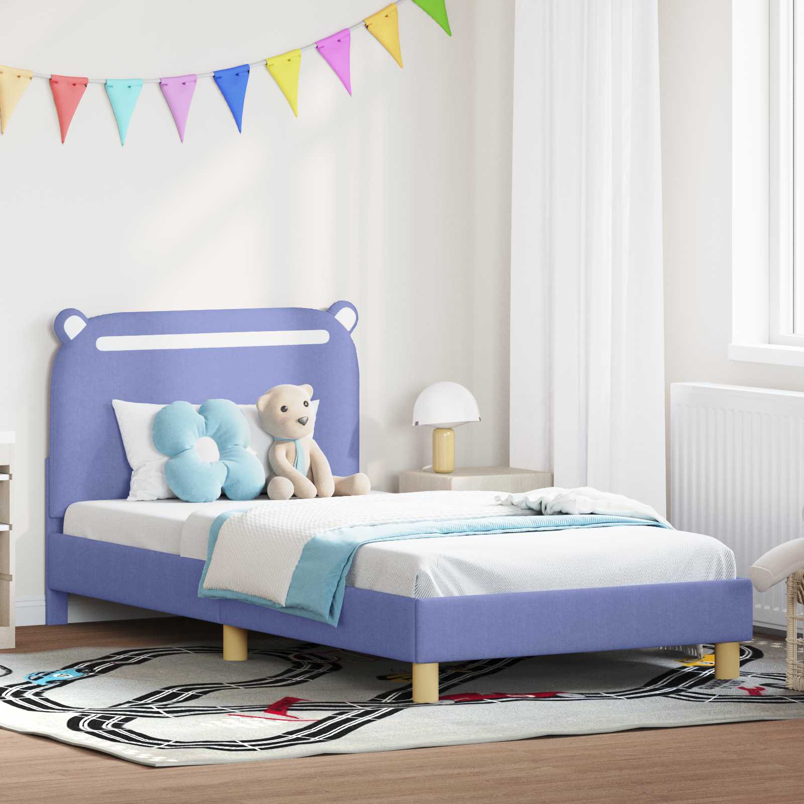 vidaXL Peuterbedframe met hoofdbord Lichtgrijs 70 x 140 cm Stof