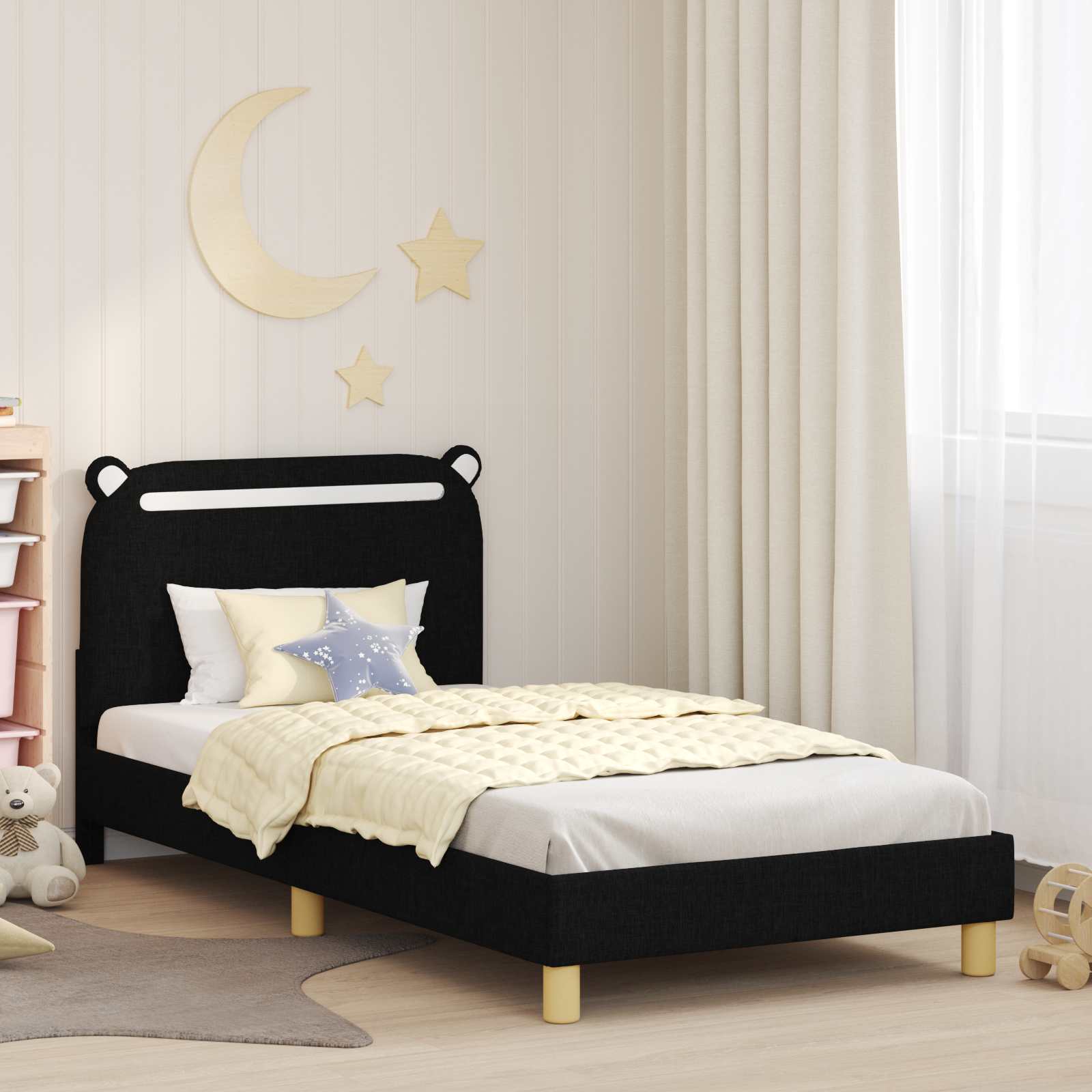 vidaXL Peuterbedframe met hoofdbord Lichtgrijs 70 x 140 cm Stof