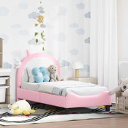 vidaXL Peuterbedframe met hoofdbord met hoofdeinde Roze 70 x 140 cm PU