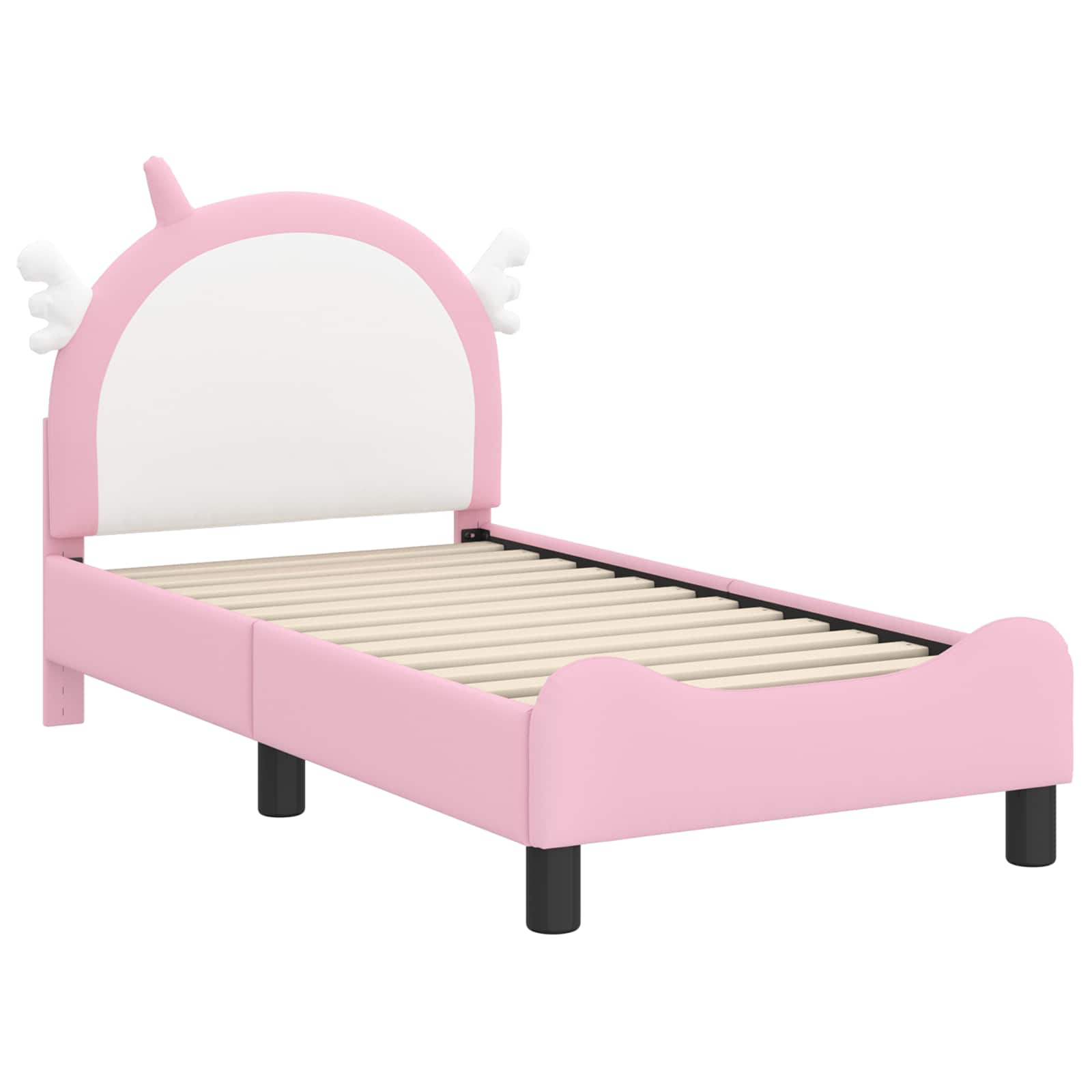vidaXL Peuterbedframe met hoofdbord met hoofdeinde Roze 70 x 140 cm PU