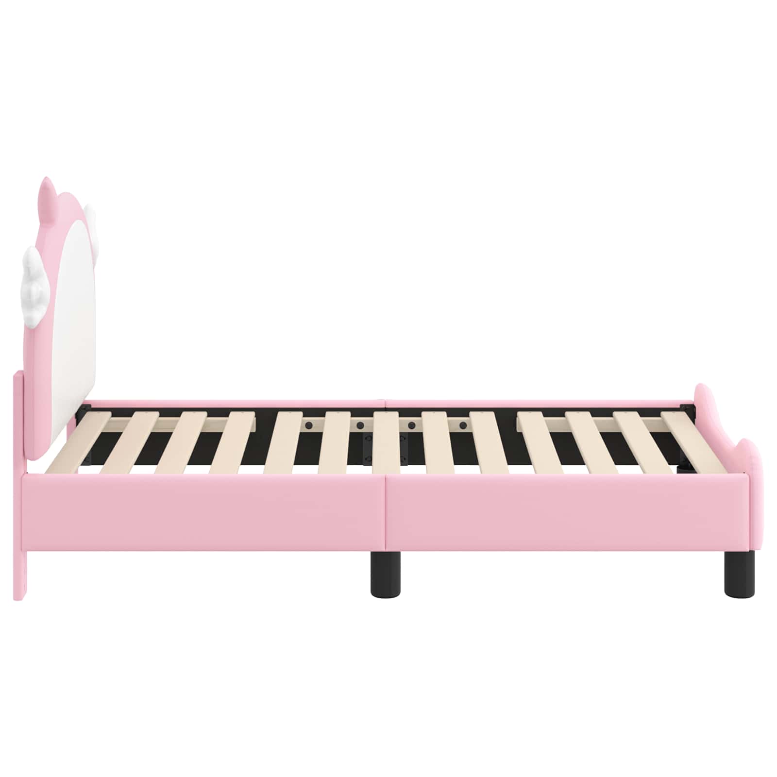 vidaXL Peuterbedframe met hoofdbord met hoofdeinde Roze 70 x 140 cm PU