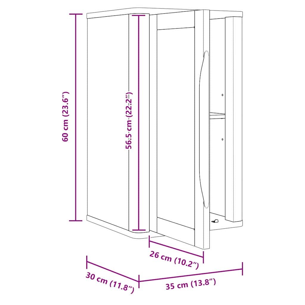 vidaXL Badkamer wandkast Wasbruin 60 x 40 x 80 cm Massief grenenhout