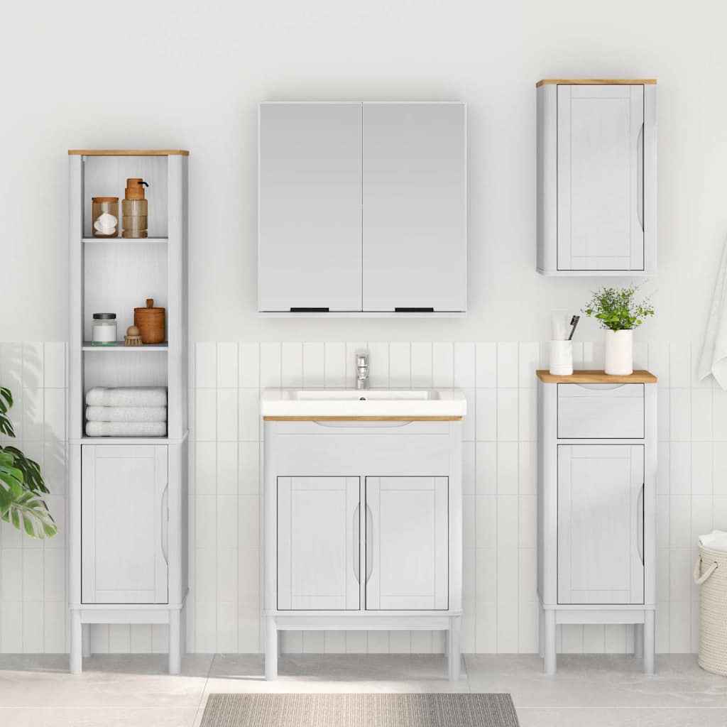 vidaXL Badkamerkast Wasbruin 35 x 30 x 85 cm Massief grenenhout