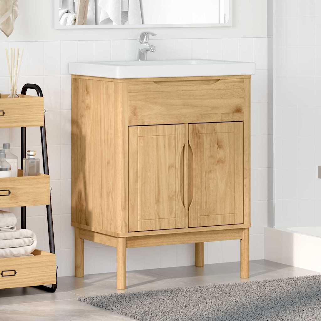 vidaXL Badkamer wastafelkast met plank FLORO Wasbruin 60 x 40 x 80 cm