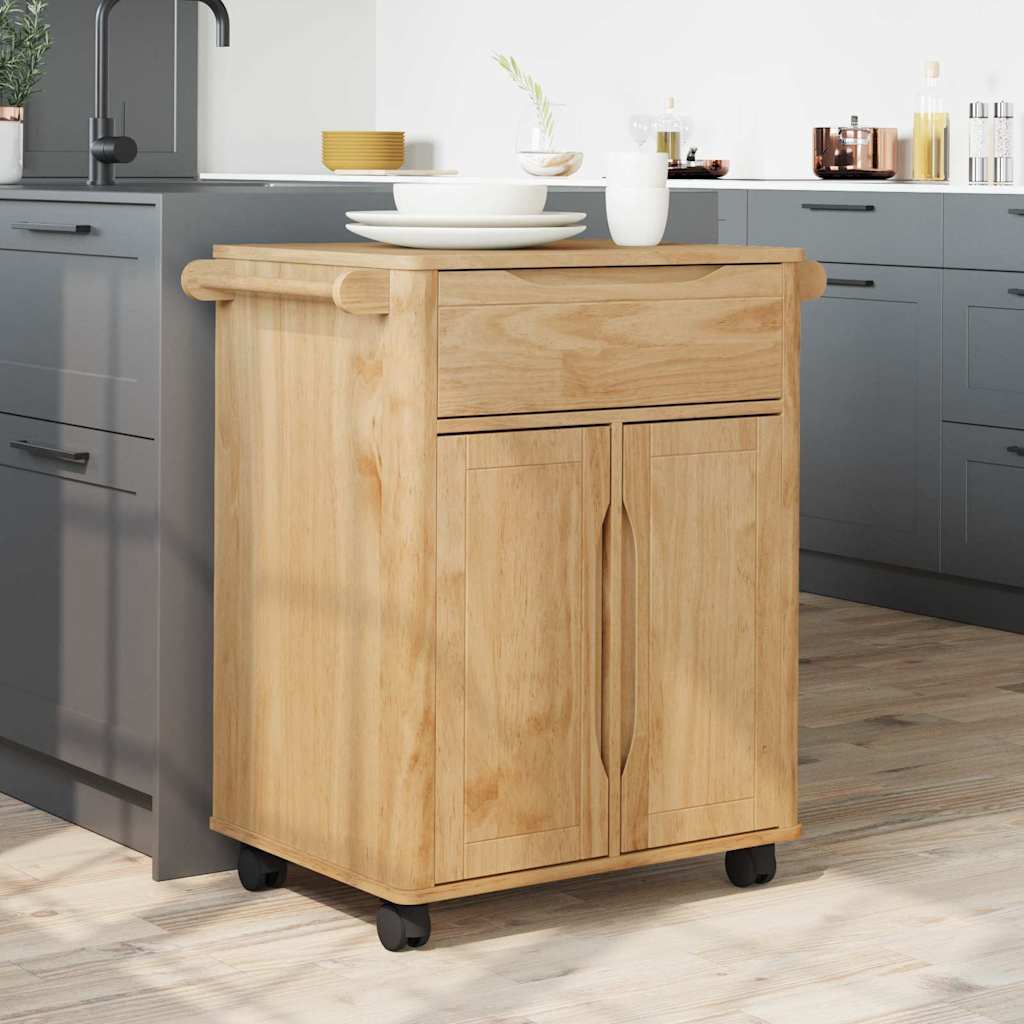vidaXL Keuken Trolley Wasbruin 72,5 x 45 x 80 cm Massief Vurenhout
