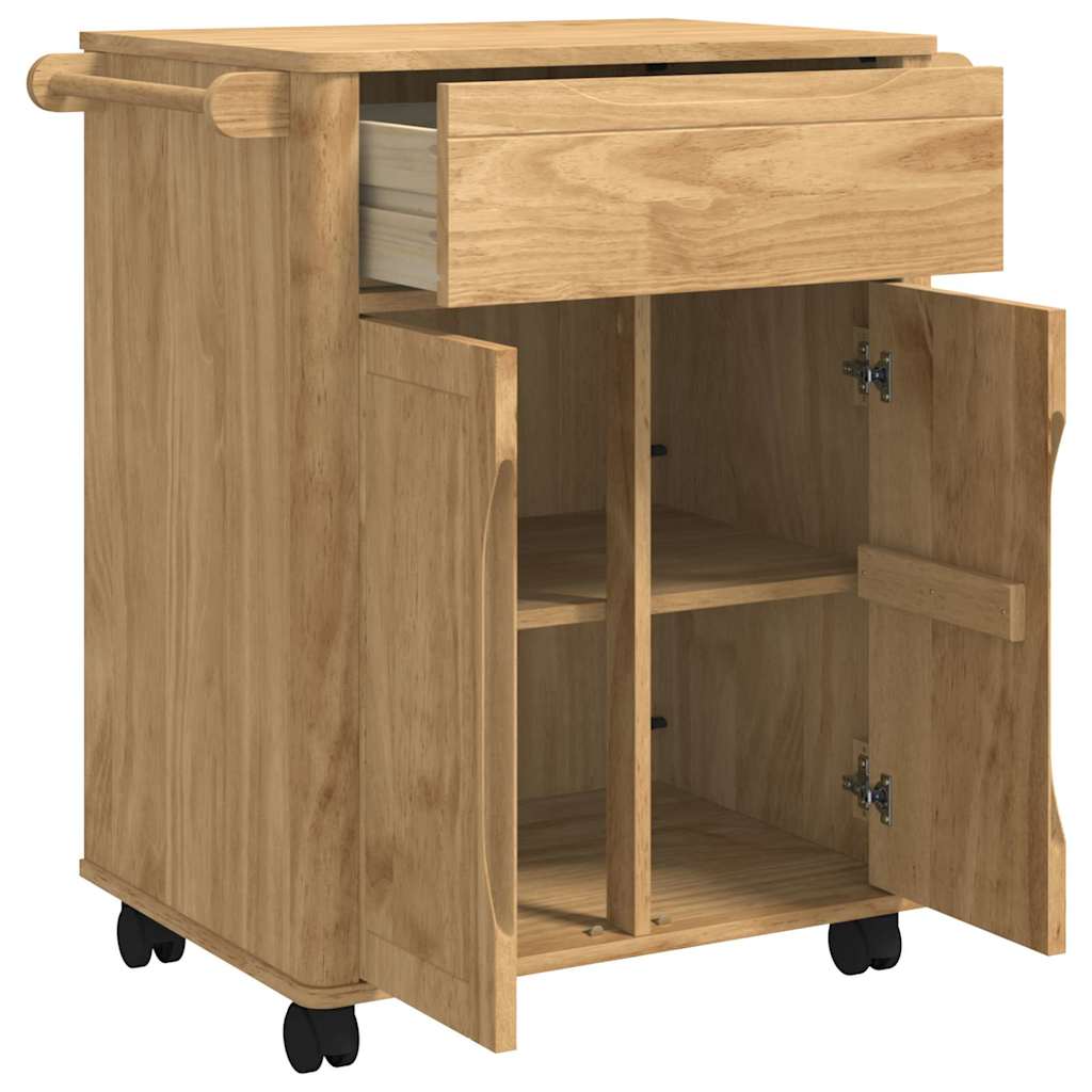vidaXL Keuken Trolley Wasbruin 72,5 x 45 x 80 cm Massief Vurenhout