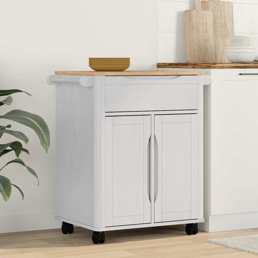 vidaXL Keuken Trolley Wasbruin 72,5 x 45 x 80 cm Massief Vurenhout