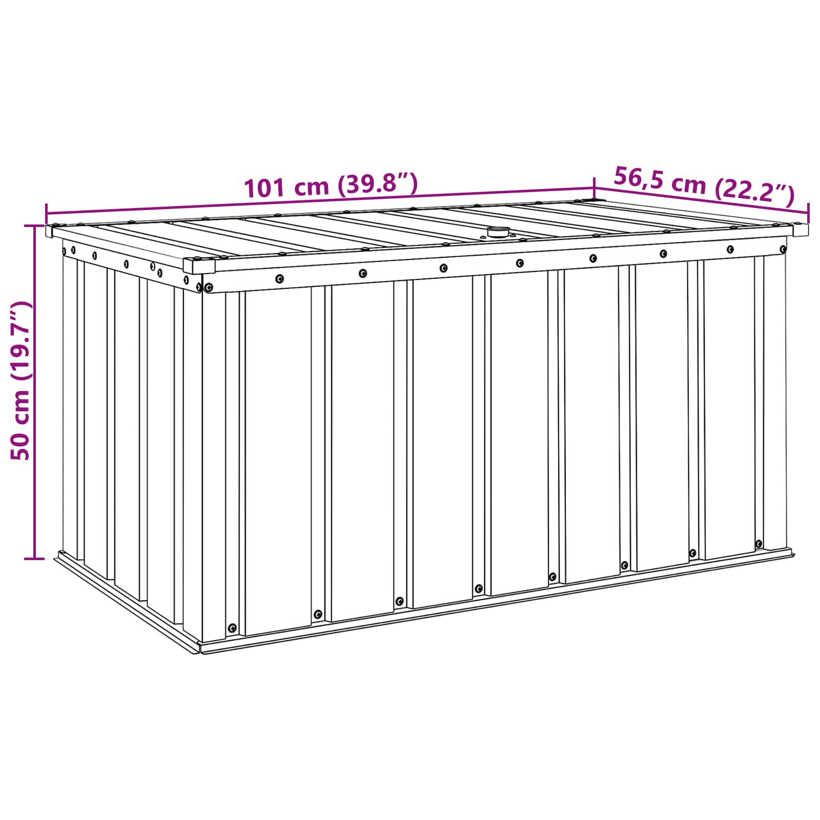 vidaXL Tuinopslagdoos Zwart 101 x 56,5 x 50 cm Staal