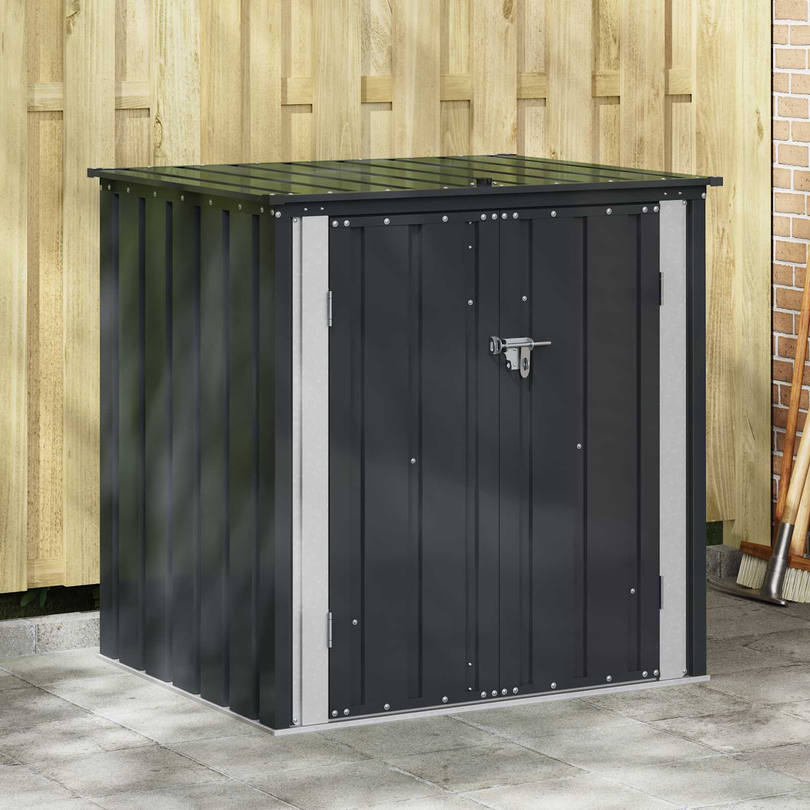 vidaXL Tuinopslagdoos Zwart 101,5 x 57 x 100,5 cm Staal