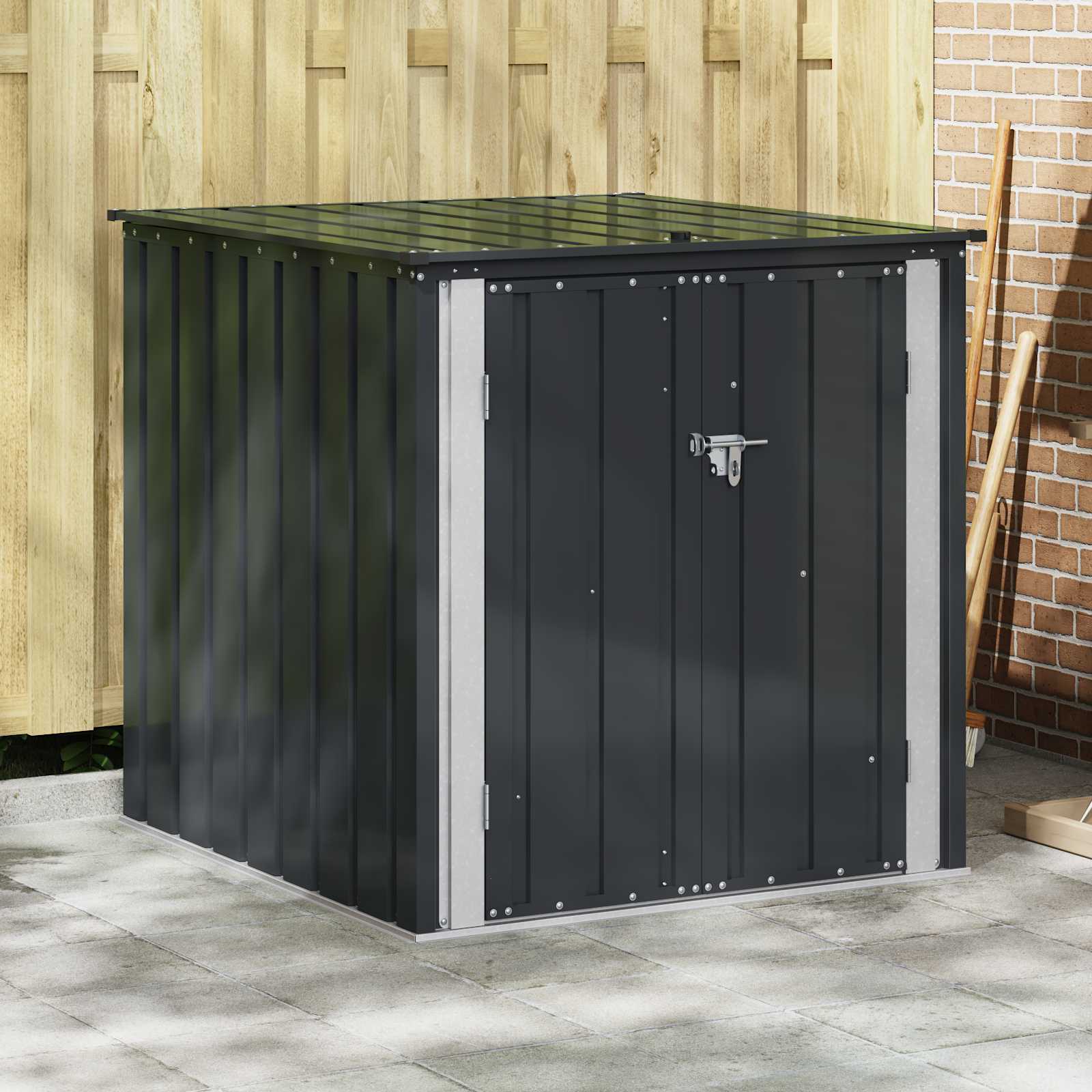 vidaXL Tuinopslagdoos Zwart 101,5 x 57 x 100,5 cm Staal