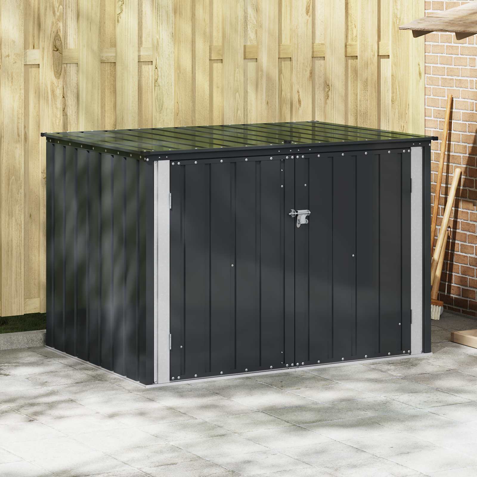vidaXL Tuinopslagdoos Zwart 101,5 x 57 x 100,5 cm Staal