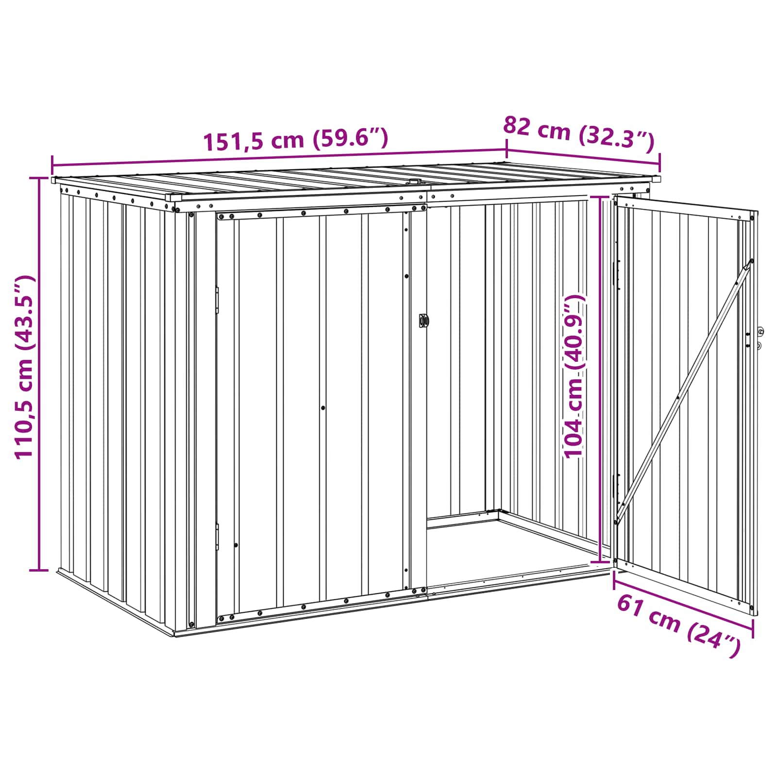 vidaXL Tuinopslagdoos Zwart 151,5 x 82 x 110,5 cm Staal
