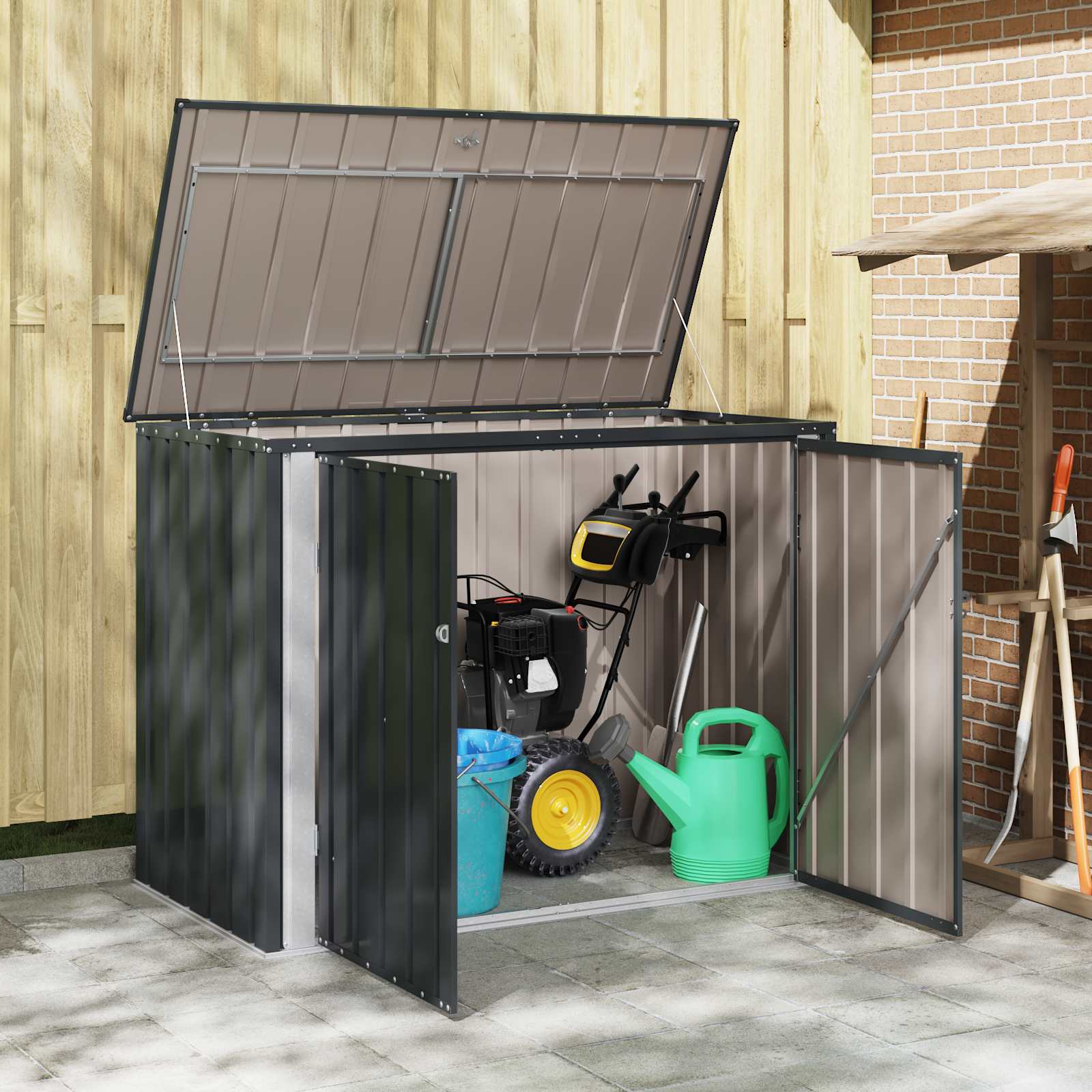 vidaXL Tuinopslagdoos Zwart 151,5 x 82 x 110,5 cm Staal