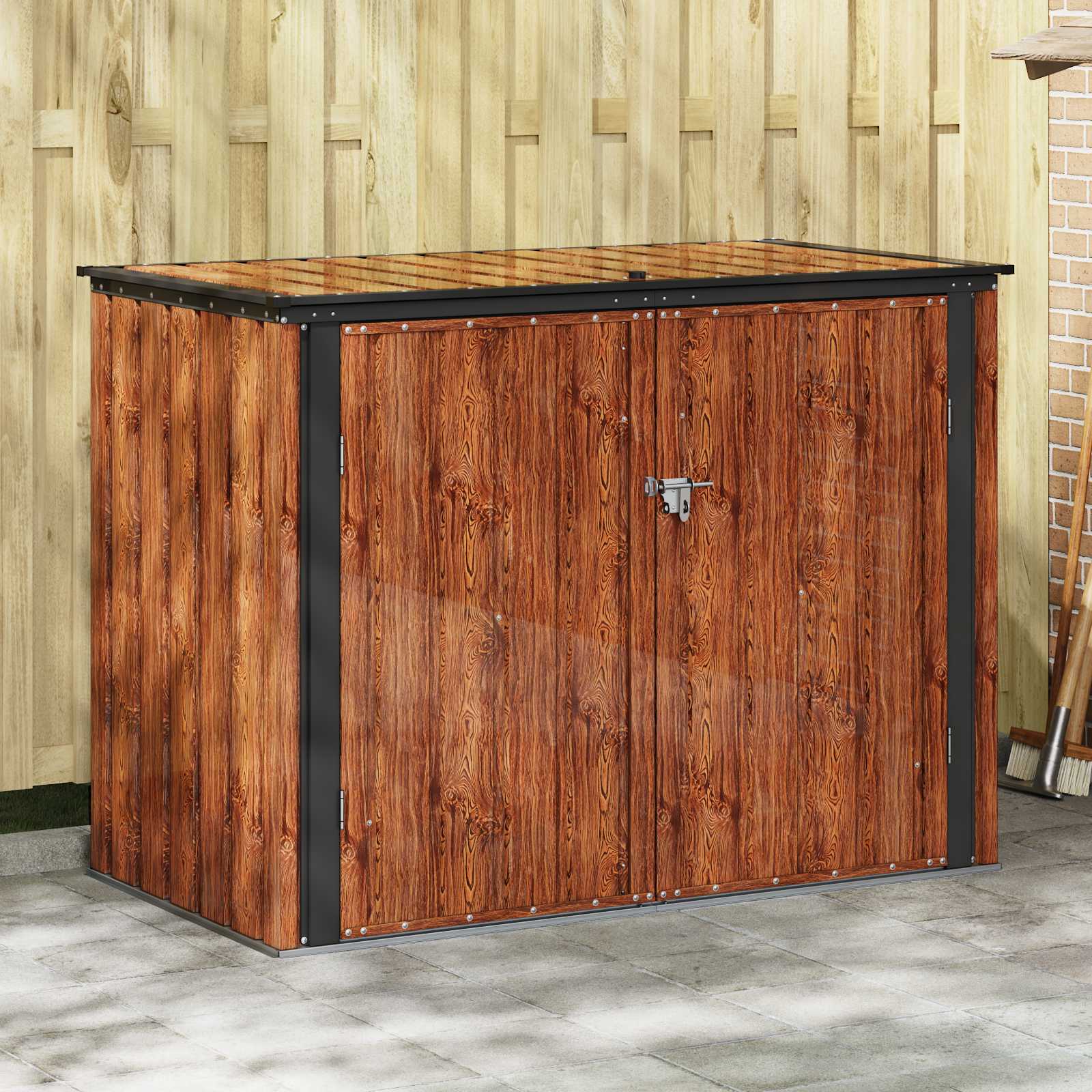 vidaXL Tuinopslagdoos Zwart 151,5 x 82 x 110,5 cm Staal
