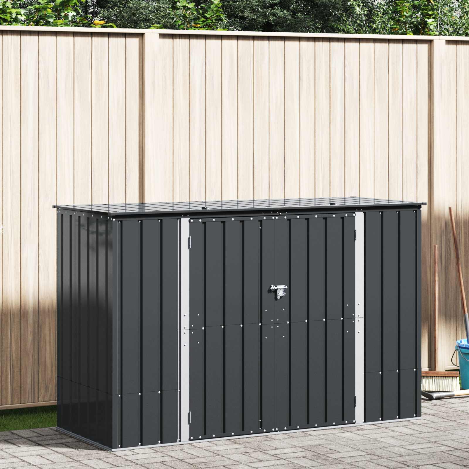 vidaXL Tuinopslagdoos Zwart 151,5 x 82 x 110,5 cm Staal