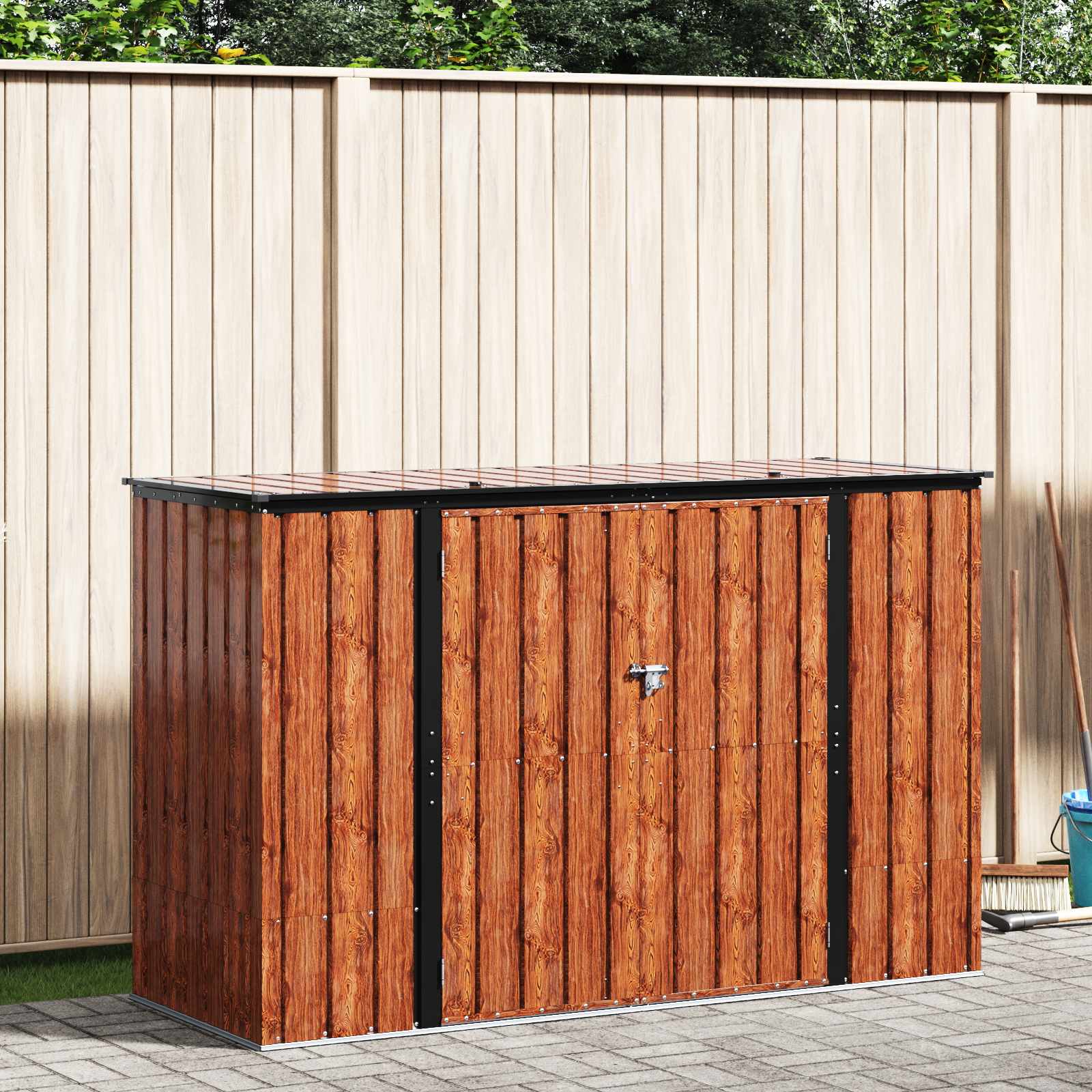 vidaXL Tuinopslagdoos Zwart 151,5 x 82 x 110,5 cm Staal