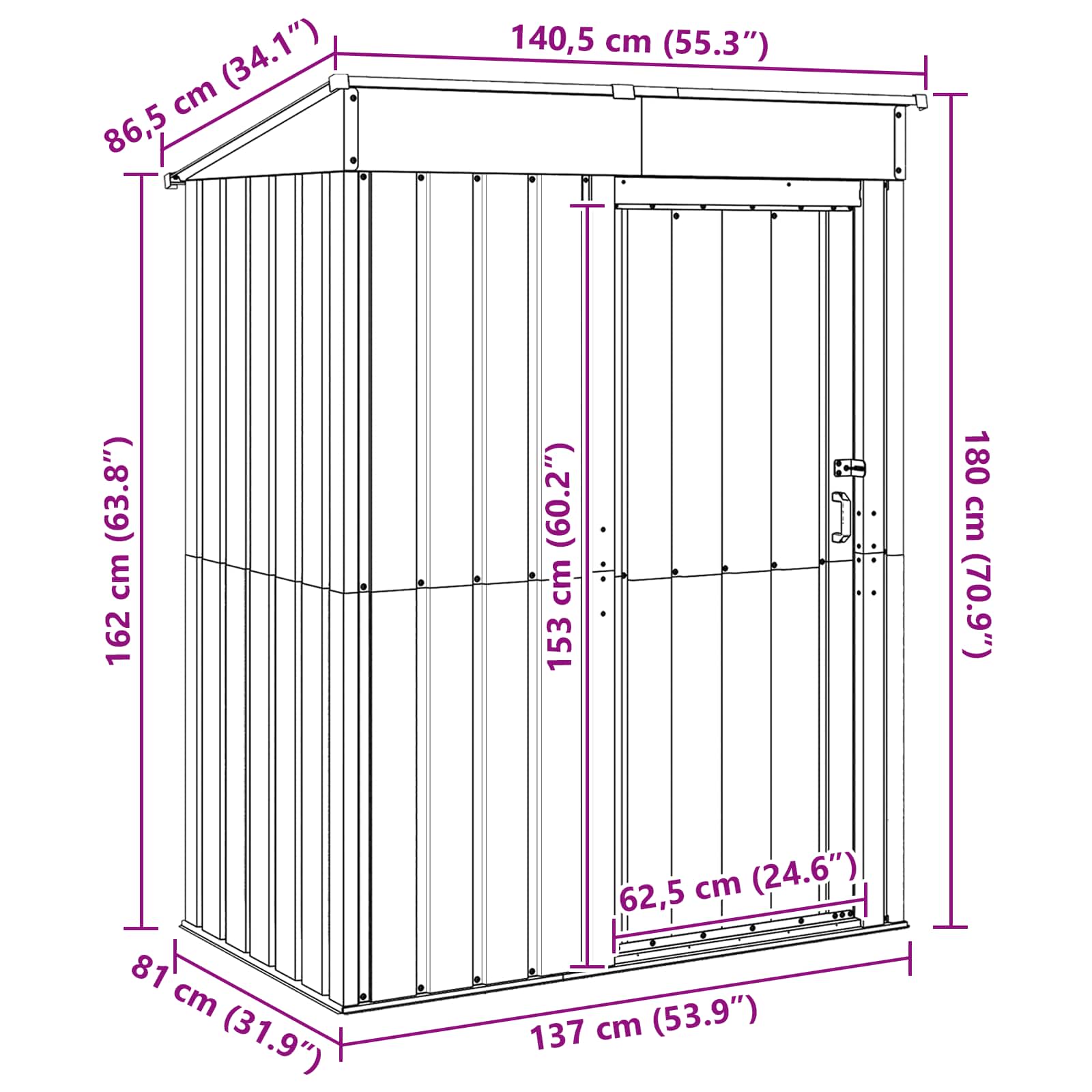 vidaXL Tuinhuisjes Antraciet 137 x 81 x 180 cm Metaal