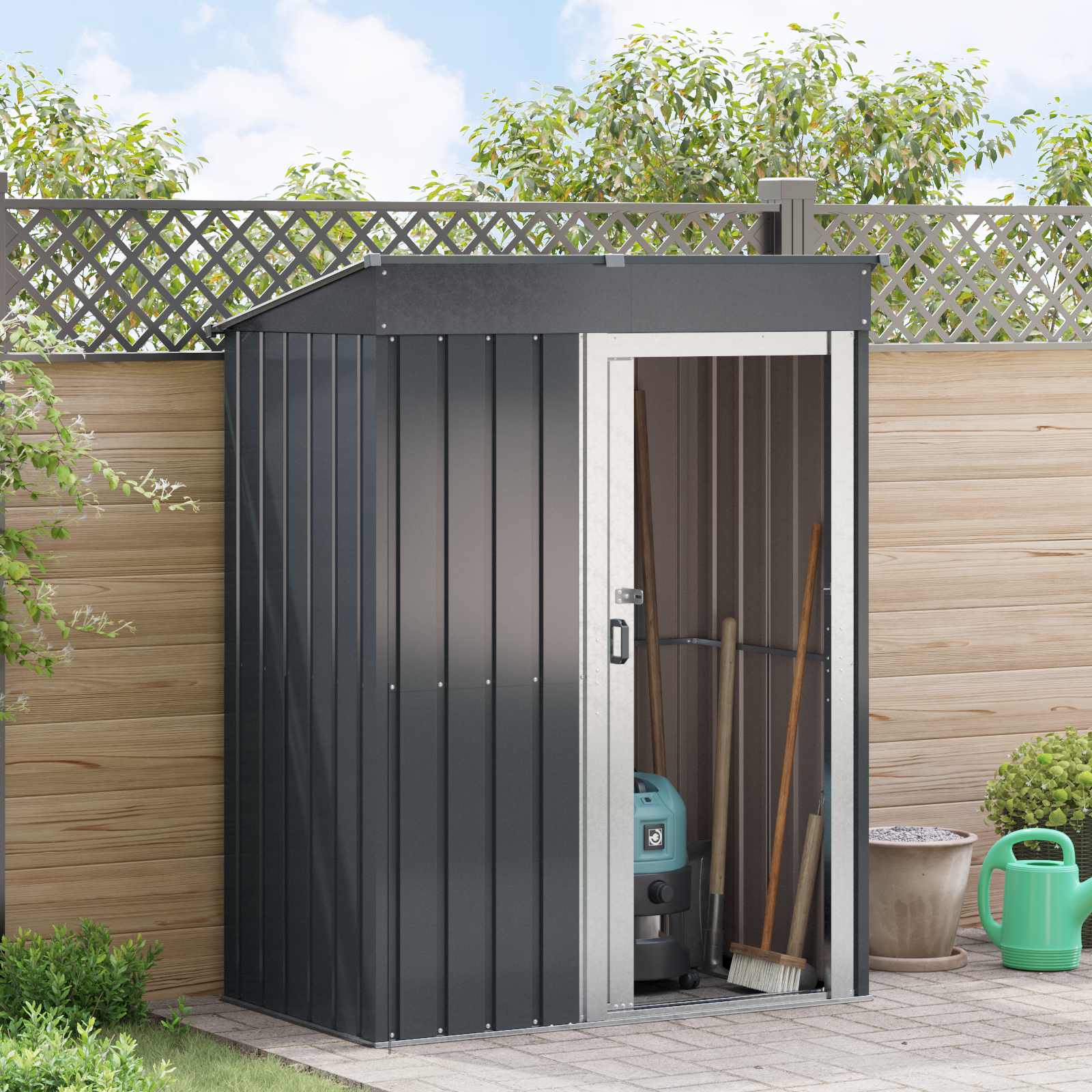 vidaXL Tuinhuisjes Antraciet 137 x 81 x 180 cm Metaal