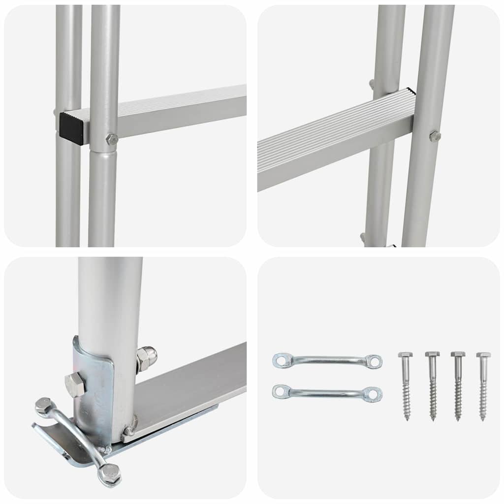 vidaxl Dock ladder Zilver 45 x 11.5 x 134 cm Aluminium