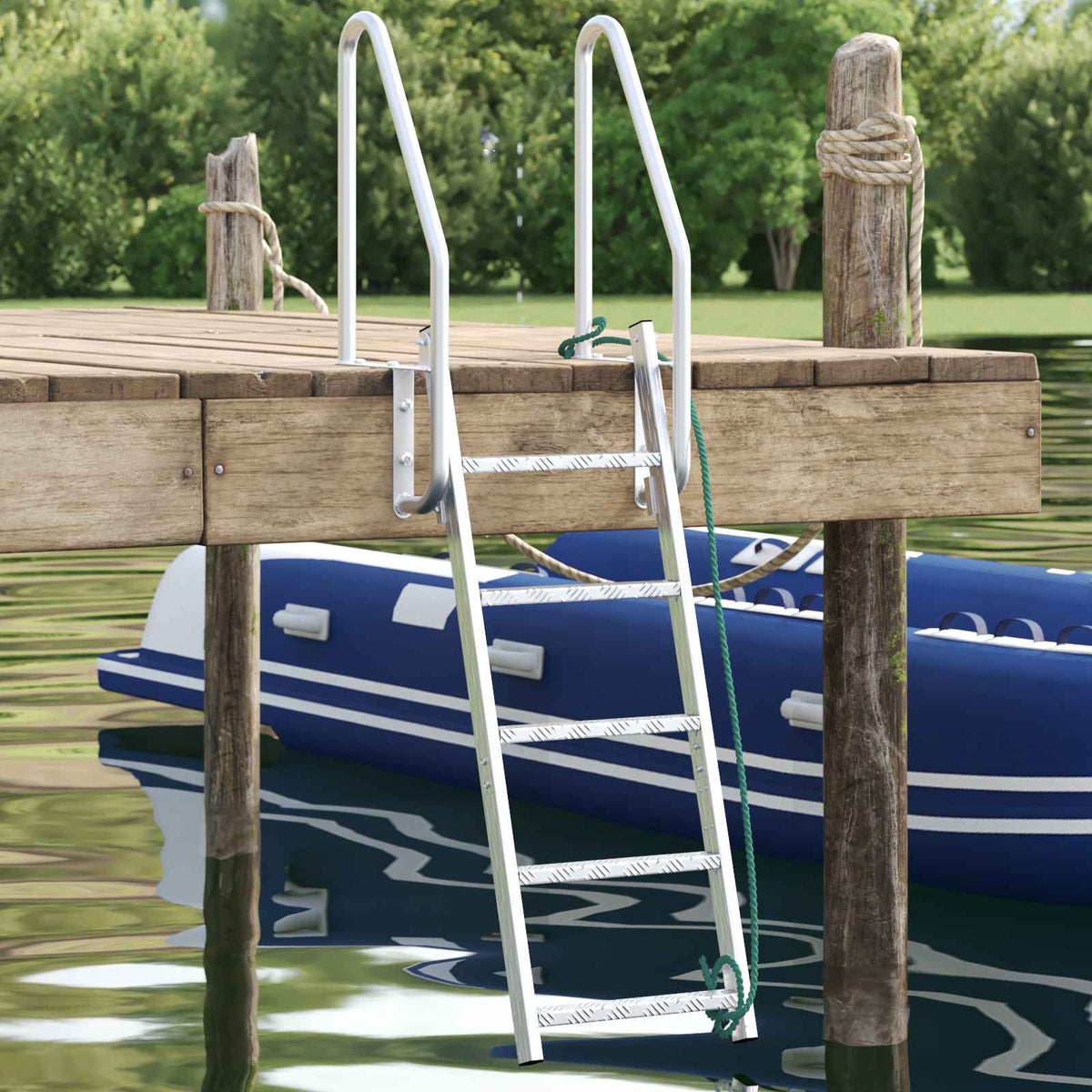 vidaXL Dock ladder Anders Zilver 58 x 77 x 144 cm Aluminium