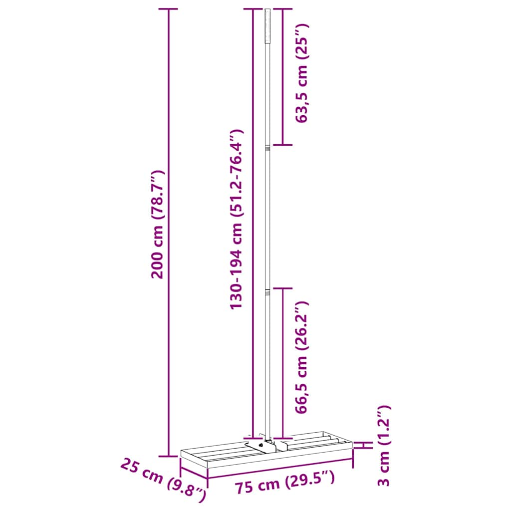 vidaXL Tuinnivelleer Handmatig 75 x 25 x 200 cm