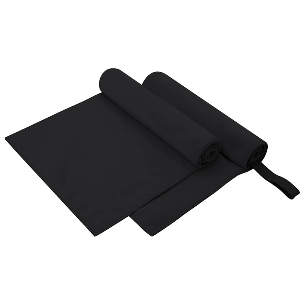 vidaXL Sporthanddoeken 2 pcs Zwart 50 x 30 cm Polyester en polyamide