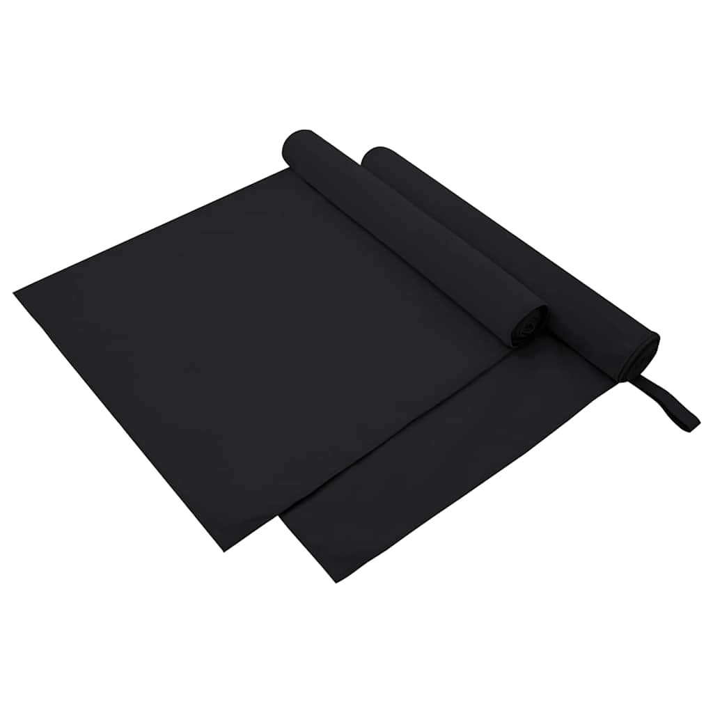 vidaXL Sporthanddoeken 2 pcs Zwart 50 x 30 cm Polyester en polyamide