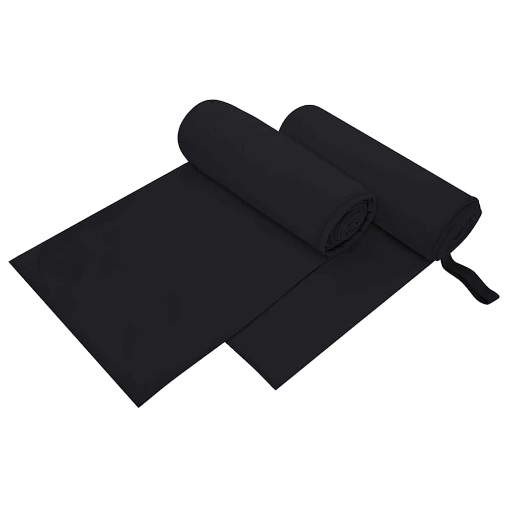 vidaXL Sporthanddoeken 2 pcs Zwart 50 x 30 cm Polyester en polyamide
