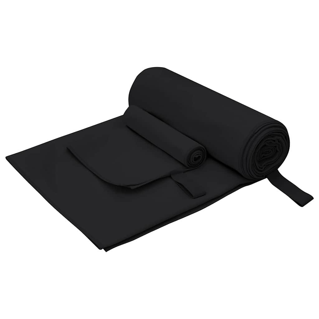 vidaXL Set van Sporthanddoeken Anders Zwart Stof