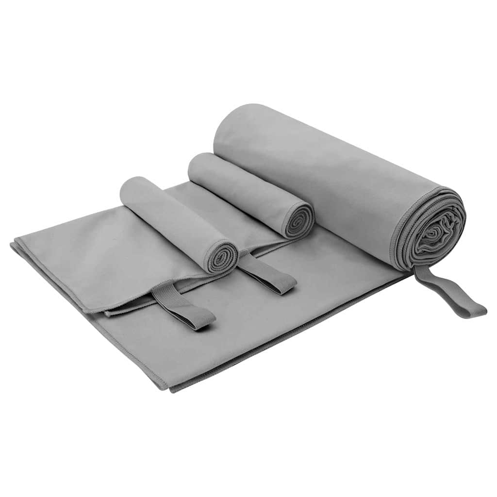 vidaXL Set van Sporthanddoeken 3 pcs Zwart Polyester en Polyamide